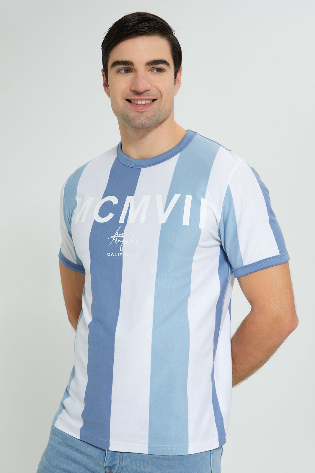 Redtag-White-Blue-Stripe-T-Shirt-Striped-Men's-