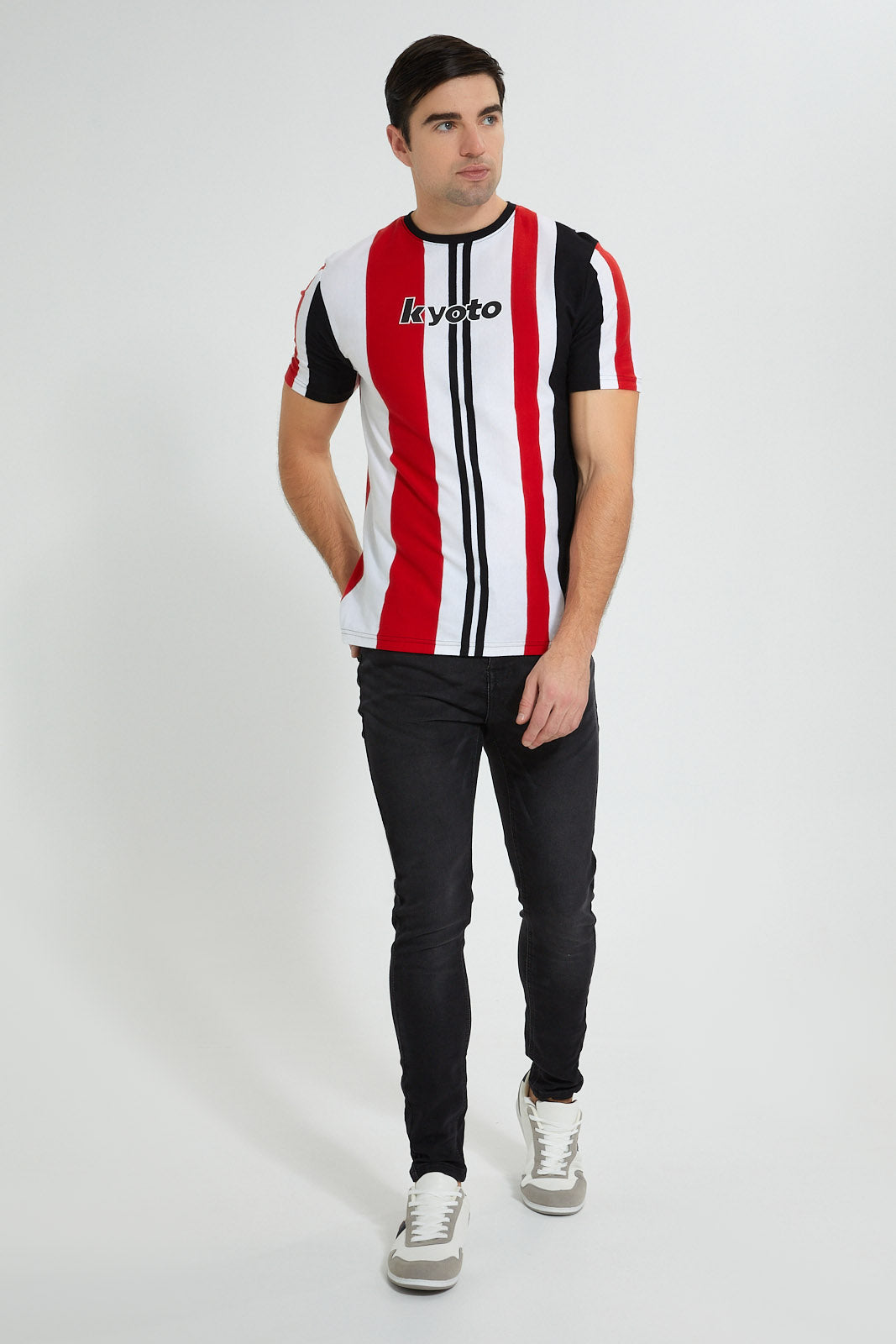 Redtag-White-Red-Black-T-Shirt-Plain-Men's-