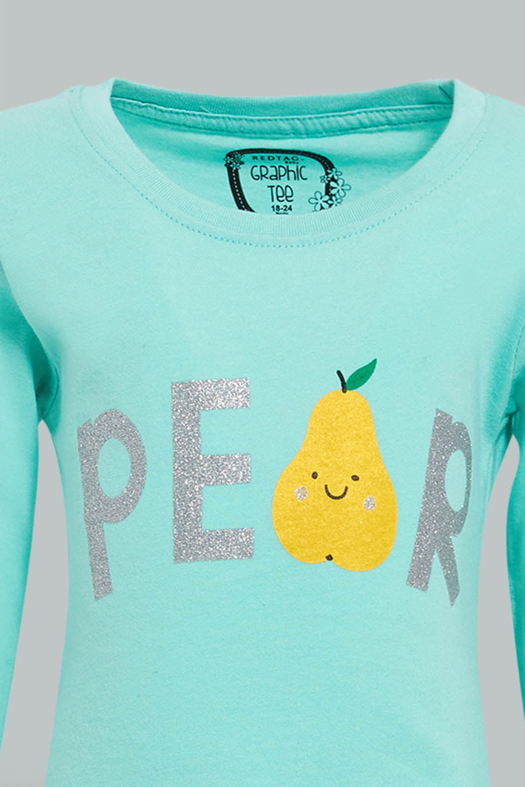 Redtag-Mint-L/S-Palm-Graphic-T-Shirt-Graphic-Prints-Infant-Girls-3 to 24 Months