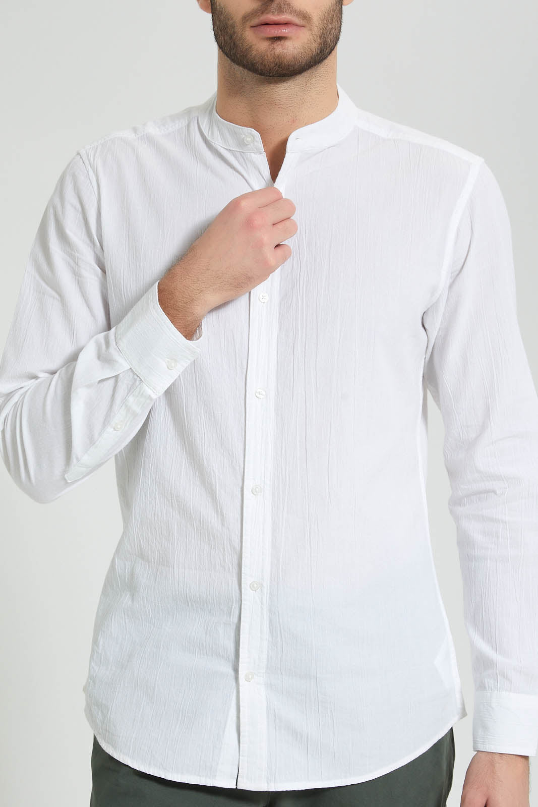 Redtag-White-Mandarin-Collar-Shirt-Colour:White,-Filter:Men's-Clothing,-Men-Shirts,-New-In,-New-In-Men,-Non-Sale,-S22B,-Section:Men-Men's-