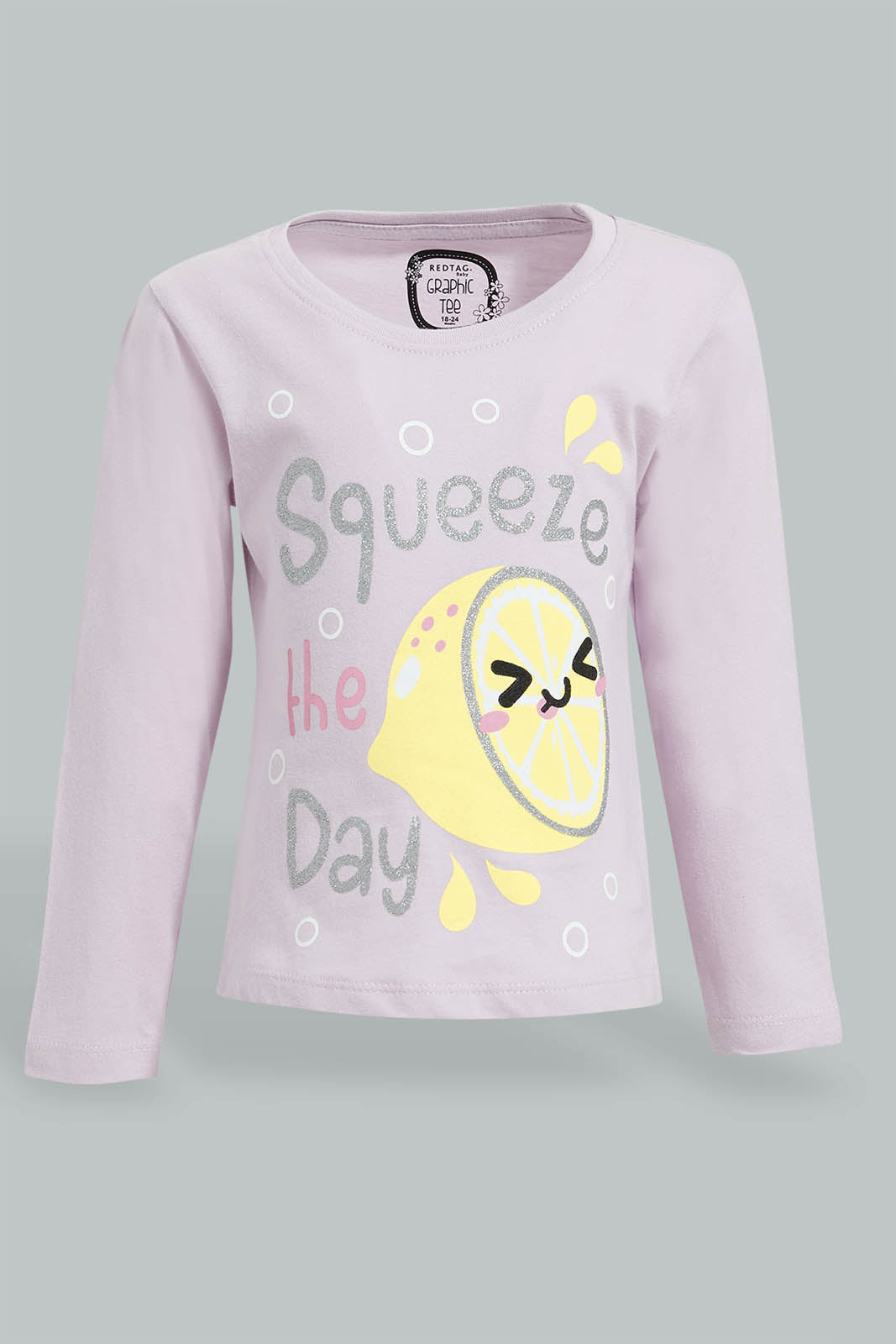 Redtag-Lilac-L/S-Graphic-T-Shirt-Graphic-Prints-Infant-Girls-3 to 24 Months