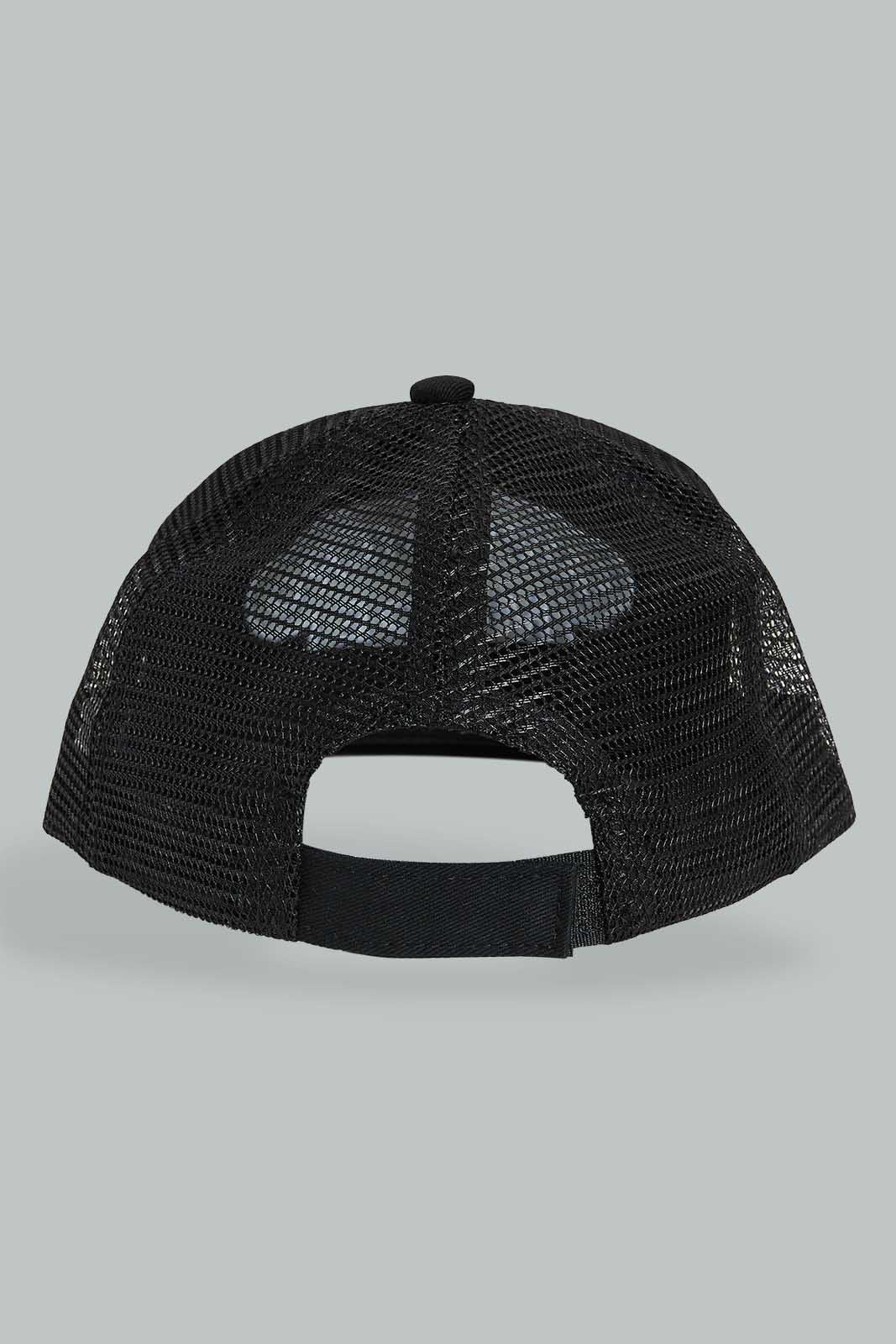 Redtag-Black-Printed-Cap-Caps-Boys-