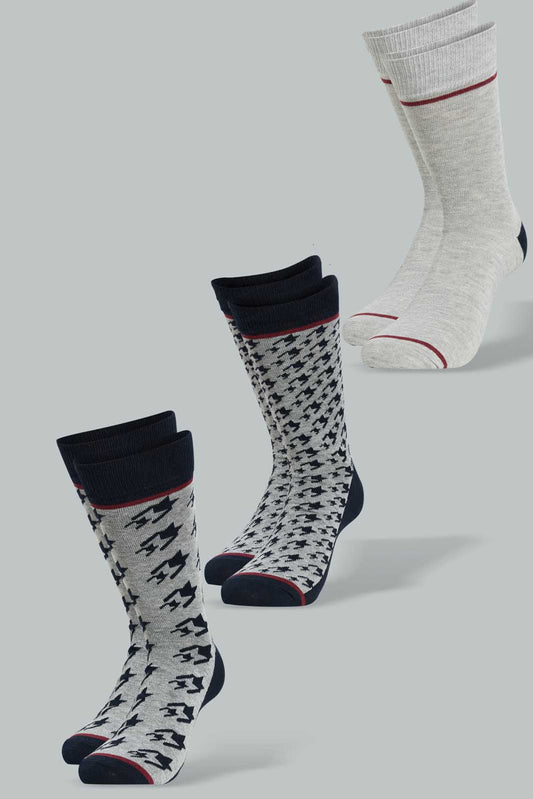 Redtag-Assorted-Colors-3Pk-Men'S-Formal-Socks-Mid-Length-Socks-Men's-
