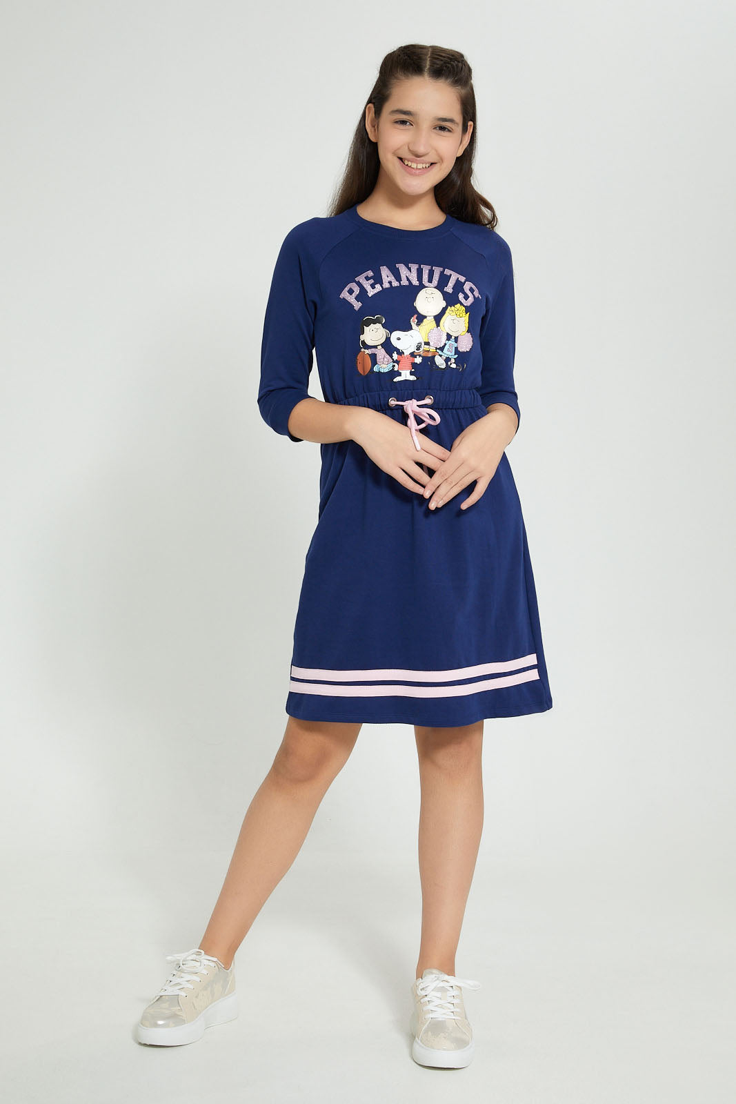 Redtag-Navy-Peanuts-Dress-Dresses-Senior-Girls-9 to 14 Years