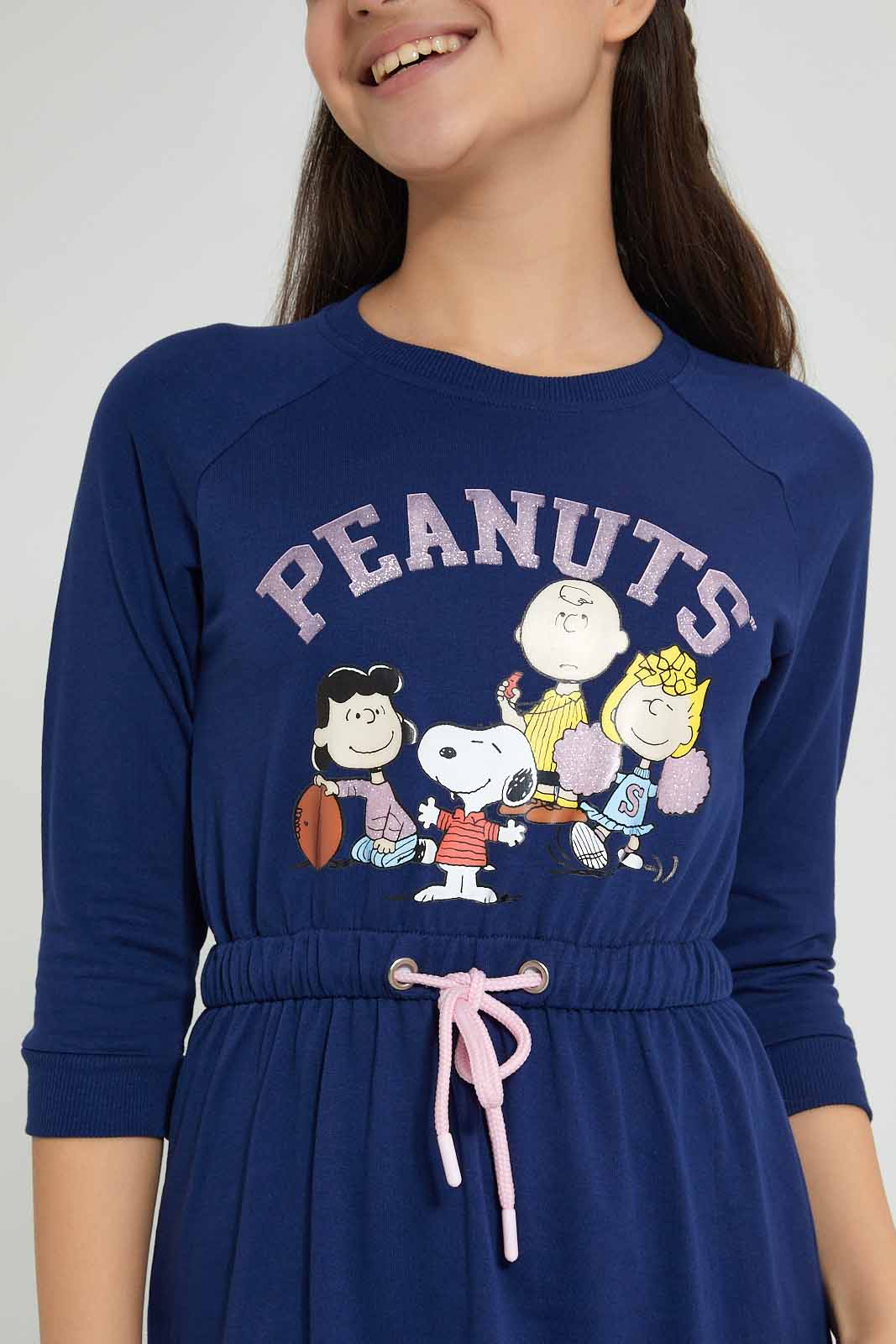 Redtag-Navy-Peanuts-Dress-Dresses-Senior-Girls-9 to 14 Years