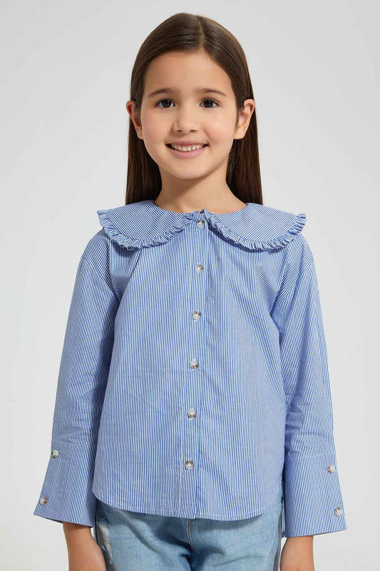 Redtag-Striped-Wide-Collar-Blouse-Blouses-Girls-2 to 8 Years