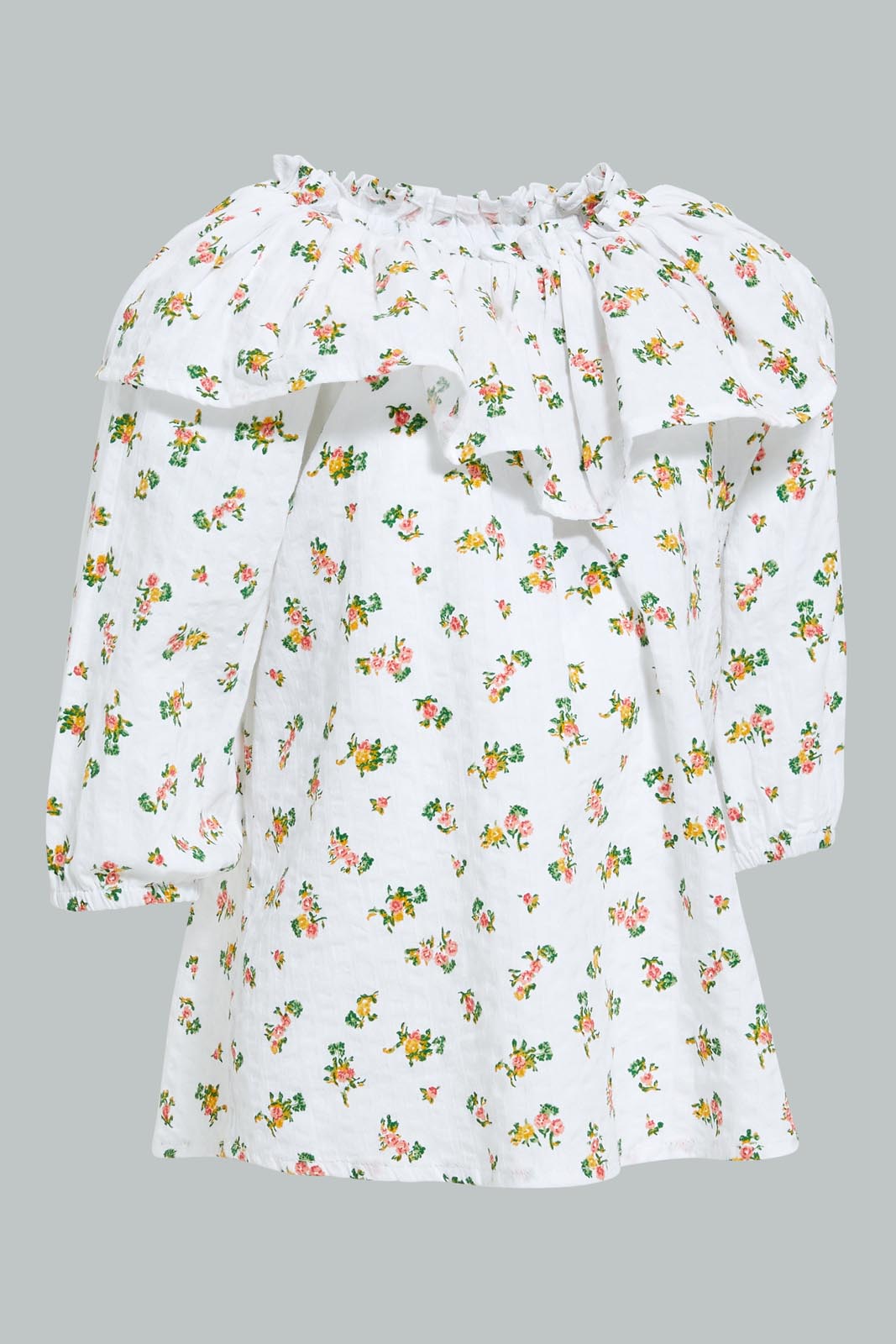 Redtag-White-L/S-Top-With-Frill-On-Chest-Blouses-Infant-Girls-3 to 24 Months