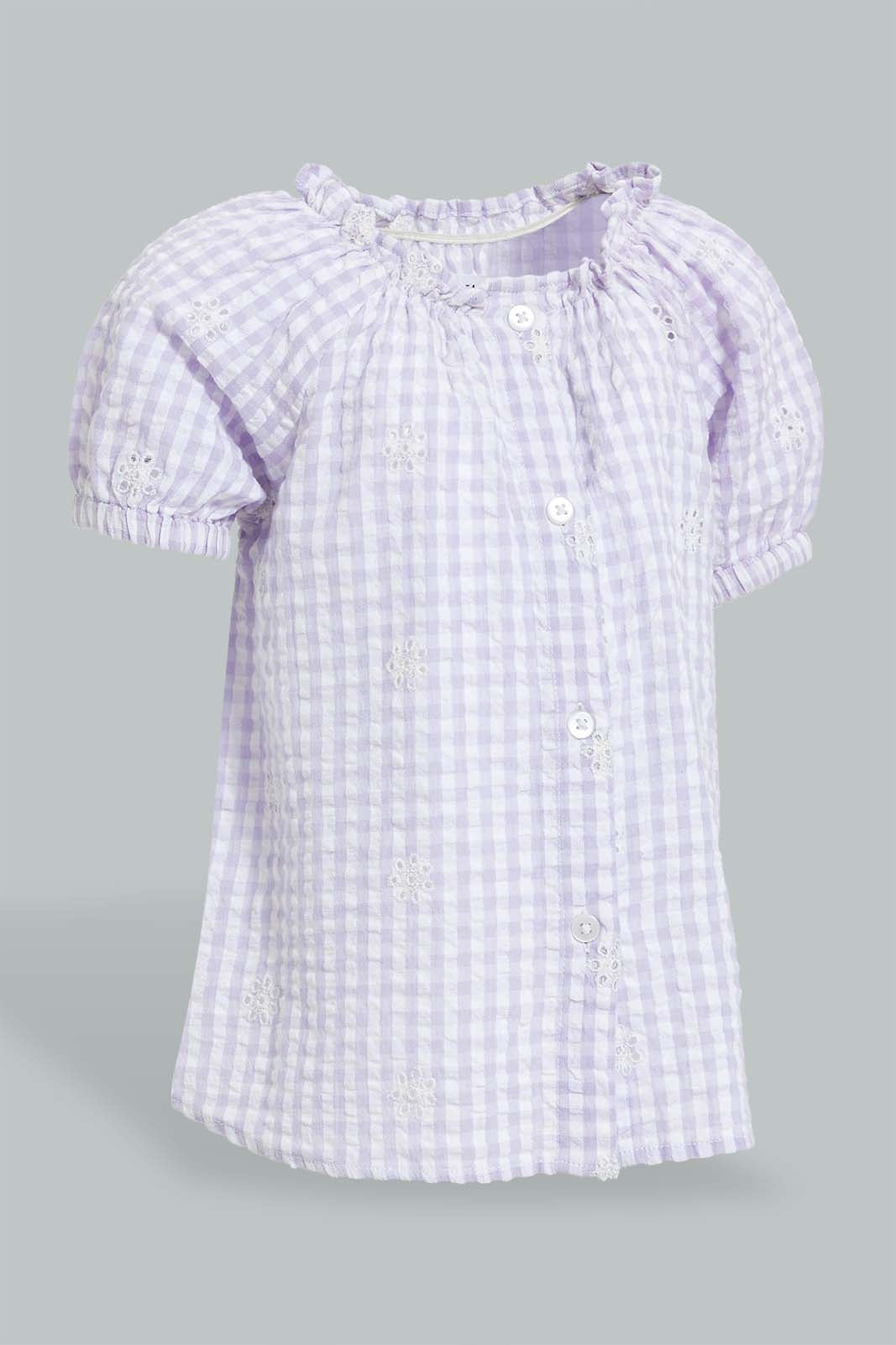 Redtag-Lilac-Schifly-Front-Button-Top-Blouses-Infant-Girls-3 to 24 Months