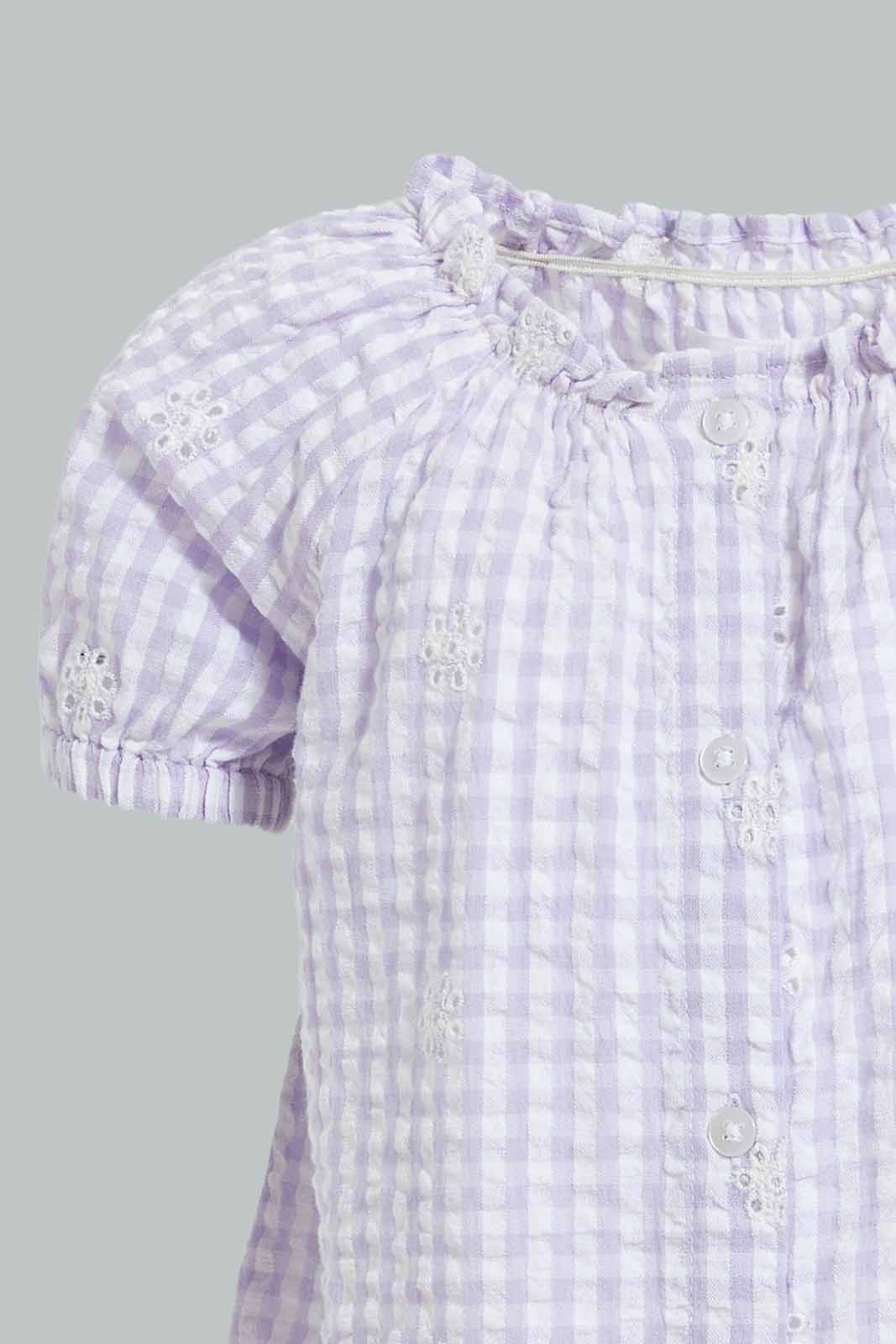 Redtag-Lilac-Schifly-Front-Button-Top-Blouses-Infant-Girls-3 to 24 Months