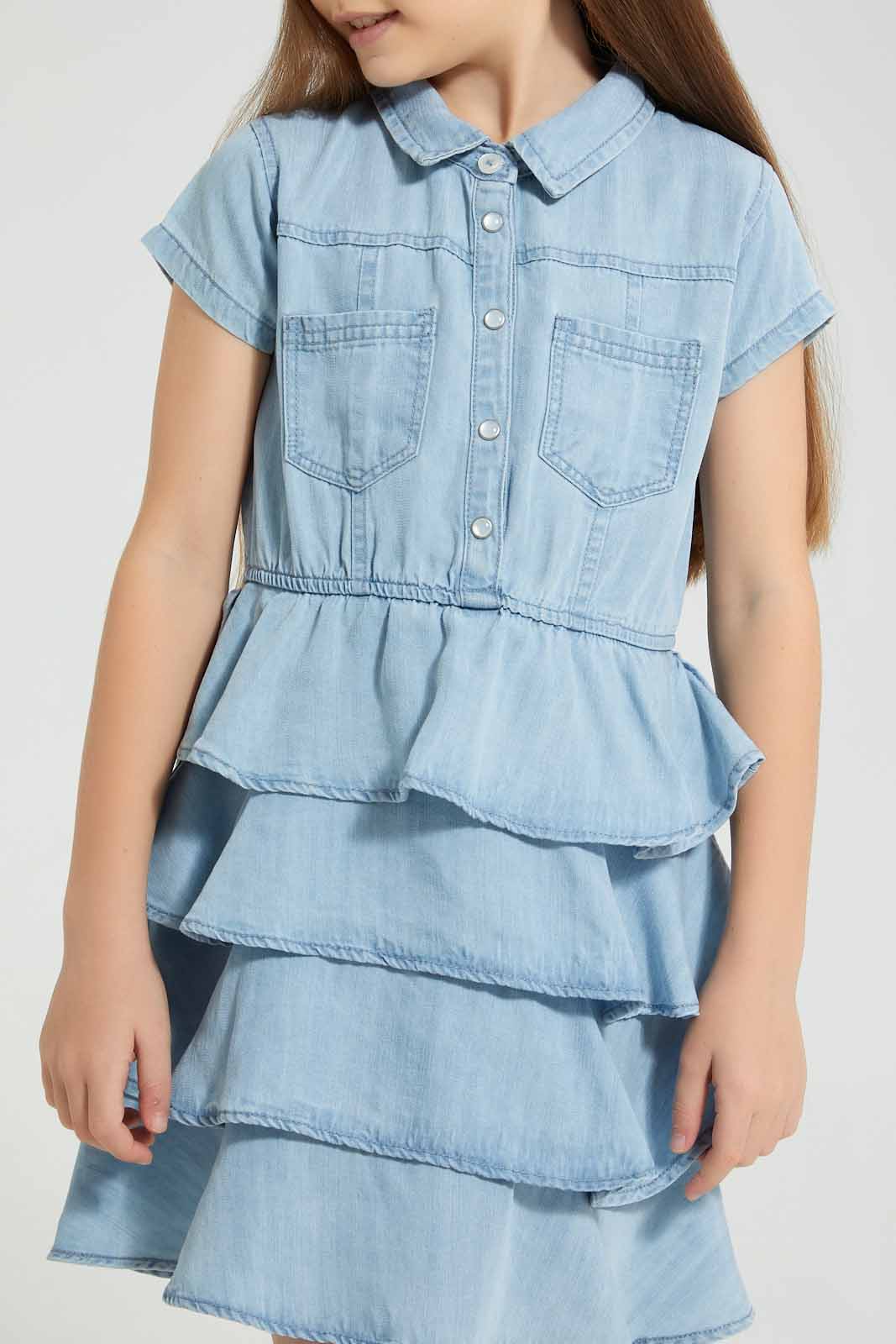 Redtag-Denim-Shirt-Dress-Colour:Denim,-Filter:Girls-(2-to-8-Yrs),-Girls-Dresses,-New-In,-New-In-GIR,-Non-Sale,-S22B,-Section:Kidswear-Girls-2 to 8 Years