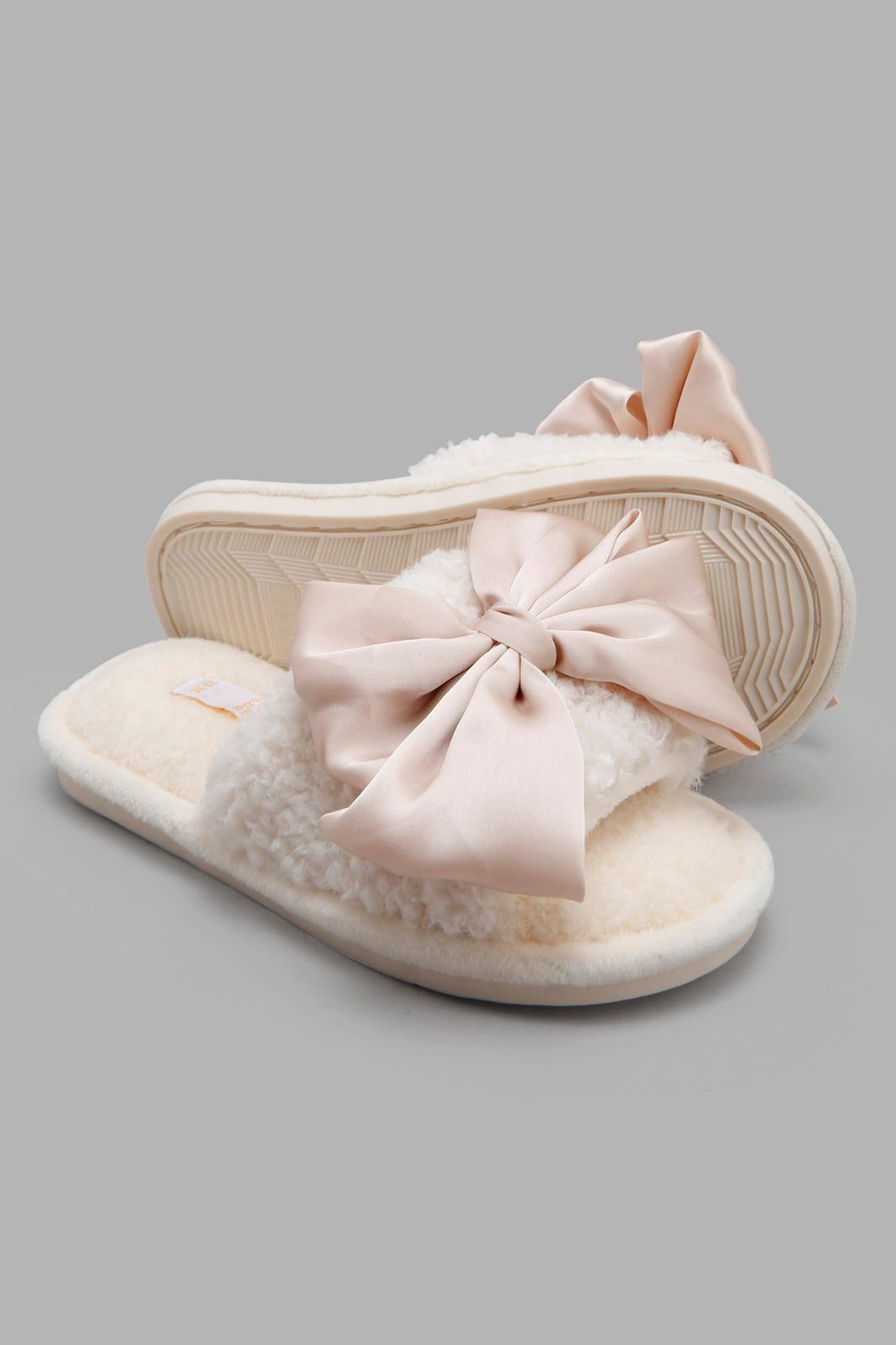 Redtag-Cream-Bow-Trim-Slippers-Bundle,-Category:Slippers,-Colour:Cream,-Filter:Girls-Footwear-(5-to-14-Yrs),-GSR-Slippers,-S22C,-Section:Girls-(0-to-14Yrs)-Senior-Girls-5 to 14 Years