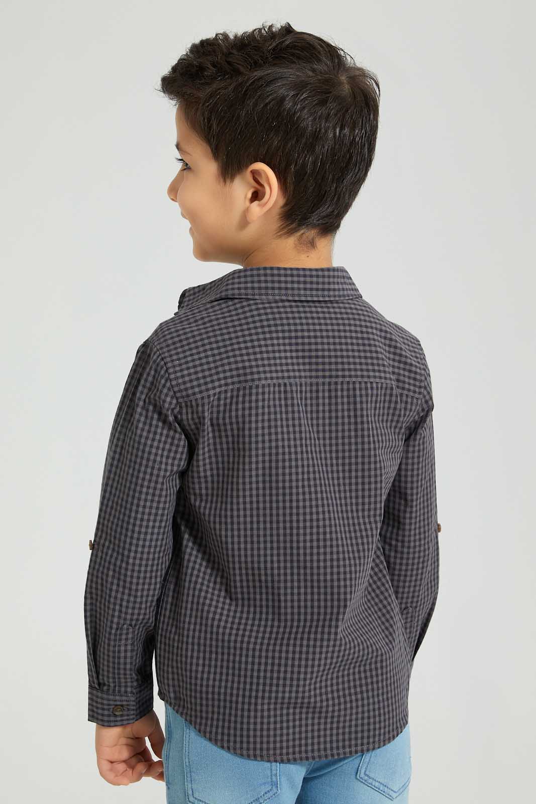 Redtag-Grey-Check-Shirt-And-T-Shirt-Set-Boys-Shirts,-Colour:Dark-Grey,-Filter:Boys-(2-to-8-Yrs),-New-In,-New-In-BOY,-Non-Sale,-S22B,-Section:Kidswear-Boys-2 to 8 Years
