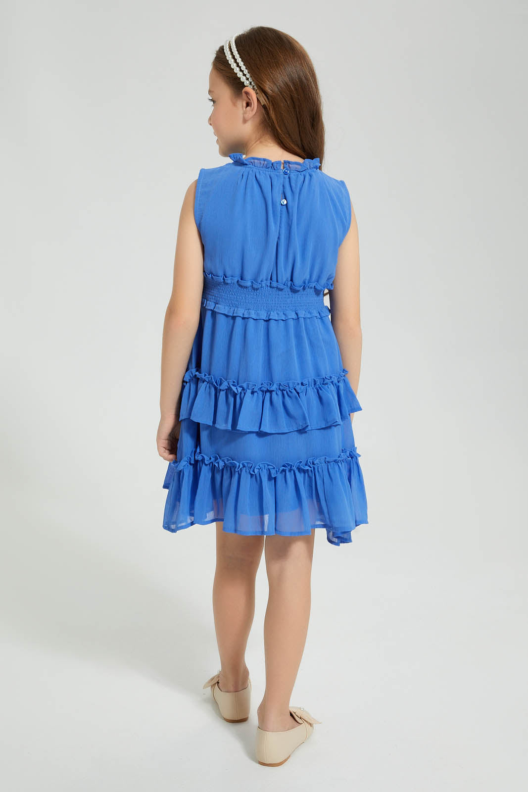 Redtag-Blue-Tiered-Dress-Colour:Blue,-Filter:Girls-(2-to-8-Yrs),-Girls-Dresses,-New-In,-New-In-GIR,-Non-Sale,-S22A,-Section:Kidswear-Girls-2 to 8 Years