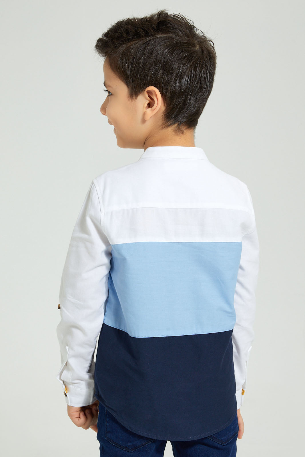 Redtag-Blue-Panelled-Manadarin-Long-Sleeved-Shirt-Boys-Shirts,-Colour:Blue,-Filter:Boys-(2-to-8-Yrs),-New-In,-New-In-BOY,-Non-Sale,-S22B,-Section:Kidswear-Boys-2 to 8 Years