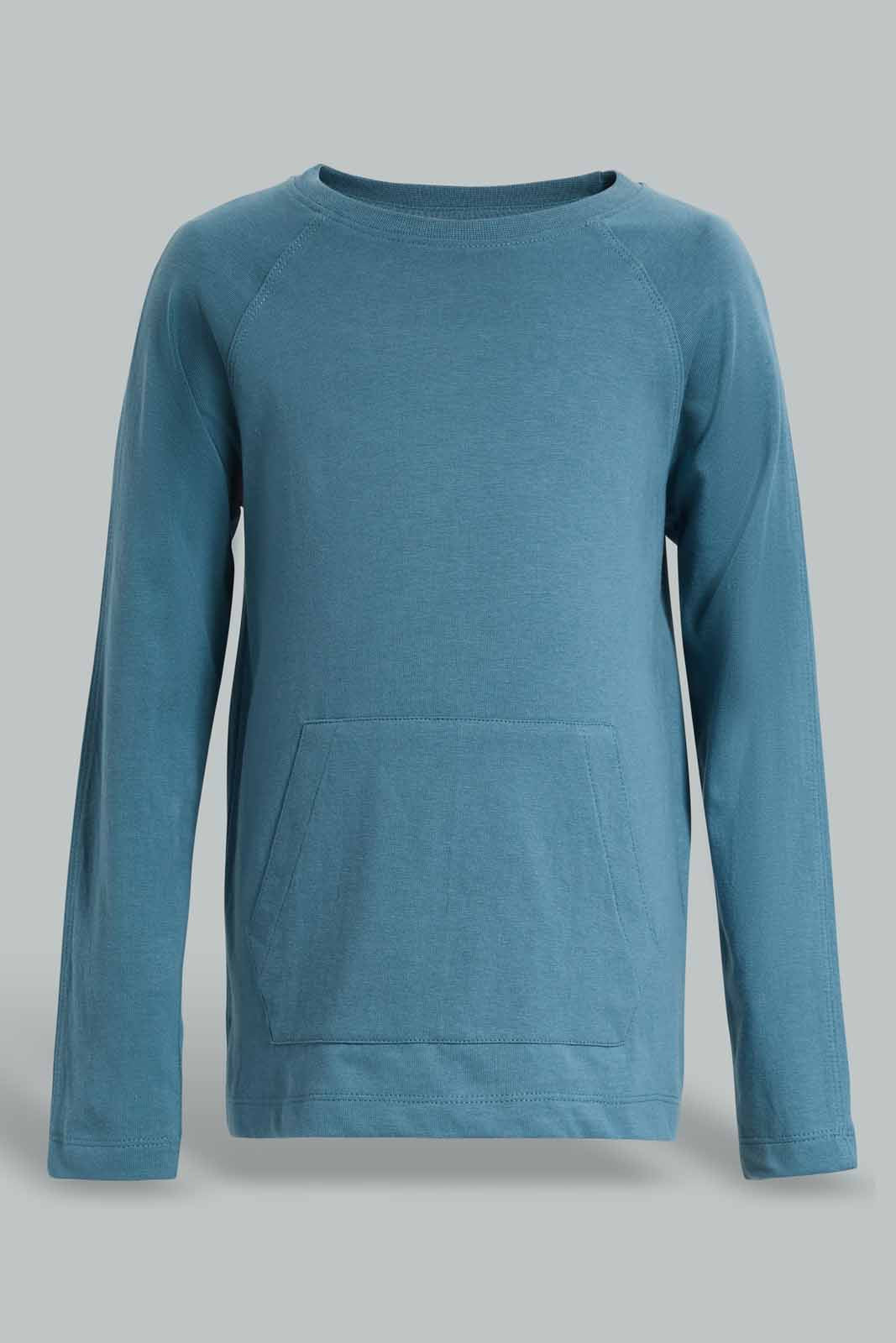 Redtag-Blue-kangaroo-Pocket-T-Shirt-BOY-T-Shirts,-Category:T-Shirts,-Colour:Blue,-Filter:Boys-(2-to-8-Yrs),-Non-Sale,-S22A,-Section:Boys-(0-to-14Yrs)-Boys-2 to 8 Years