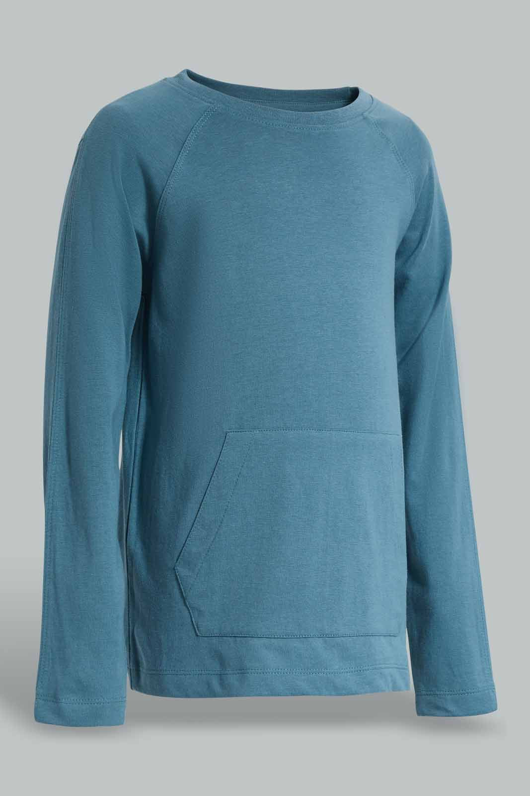 Redtag-Blue-kangaroo-Pocket-T-Shirt-BOY-T-Shirts,-Category:T-Shirts,-Colour:Blue,-Filter:Boys-(2-to-8-Yrs),-Non-Sale,-S22A,-Section:Boys-(0-to-14Yrs)-Boys-2 to 8 Years