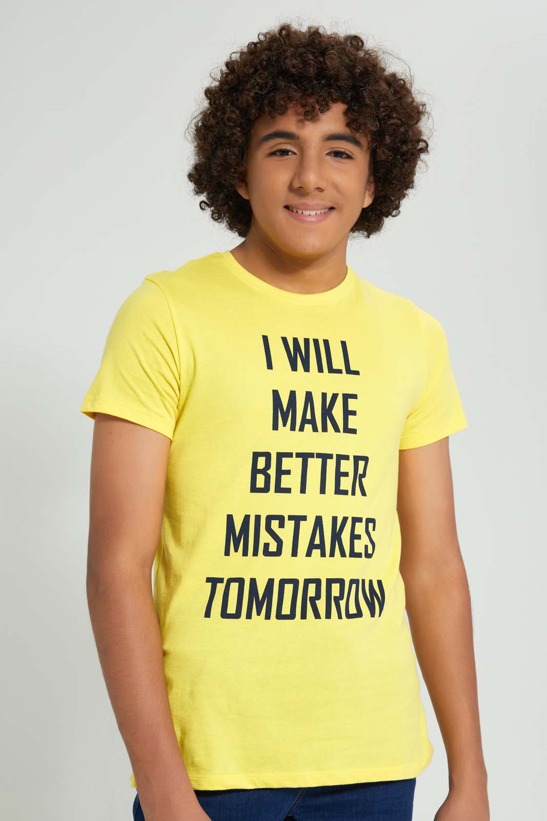 Redtag-Yellow-Mistake-Tee-All-Over-Prints-Senior-Boys-9 to 14 Years