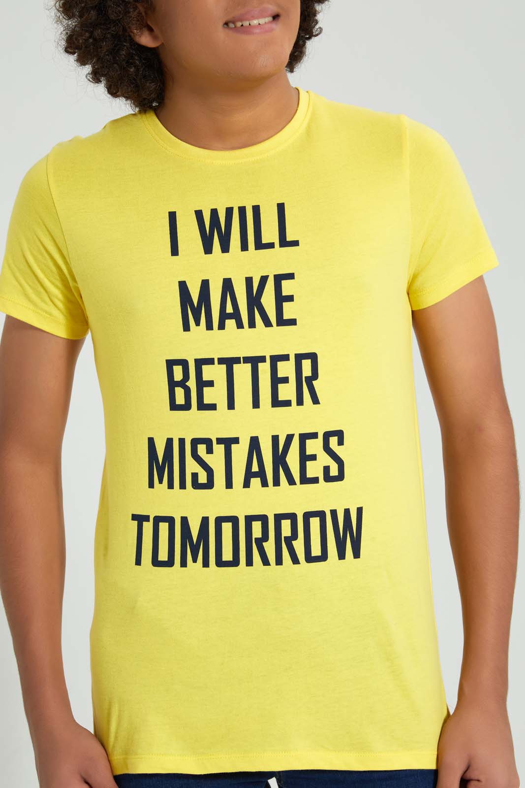 Redtag-Yellow-Mistake-Tee-All-Over-Prints-Senior-Boys-9 to 14 Years