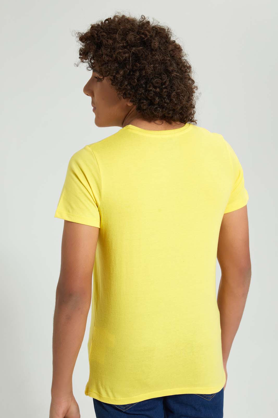 Redtag-Yellow-Mistake-Tee-All-Over-Prints-Senior-Boys-9 to 14 Years