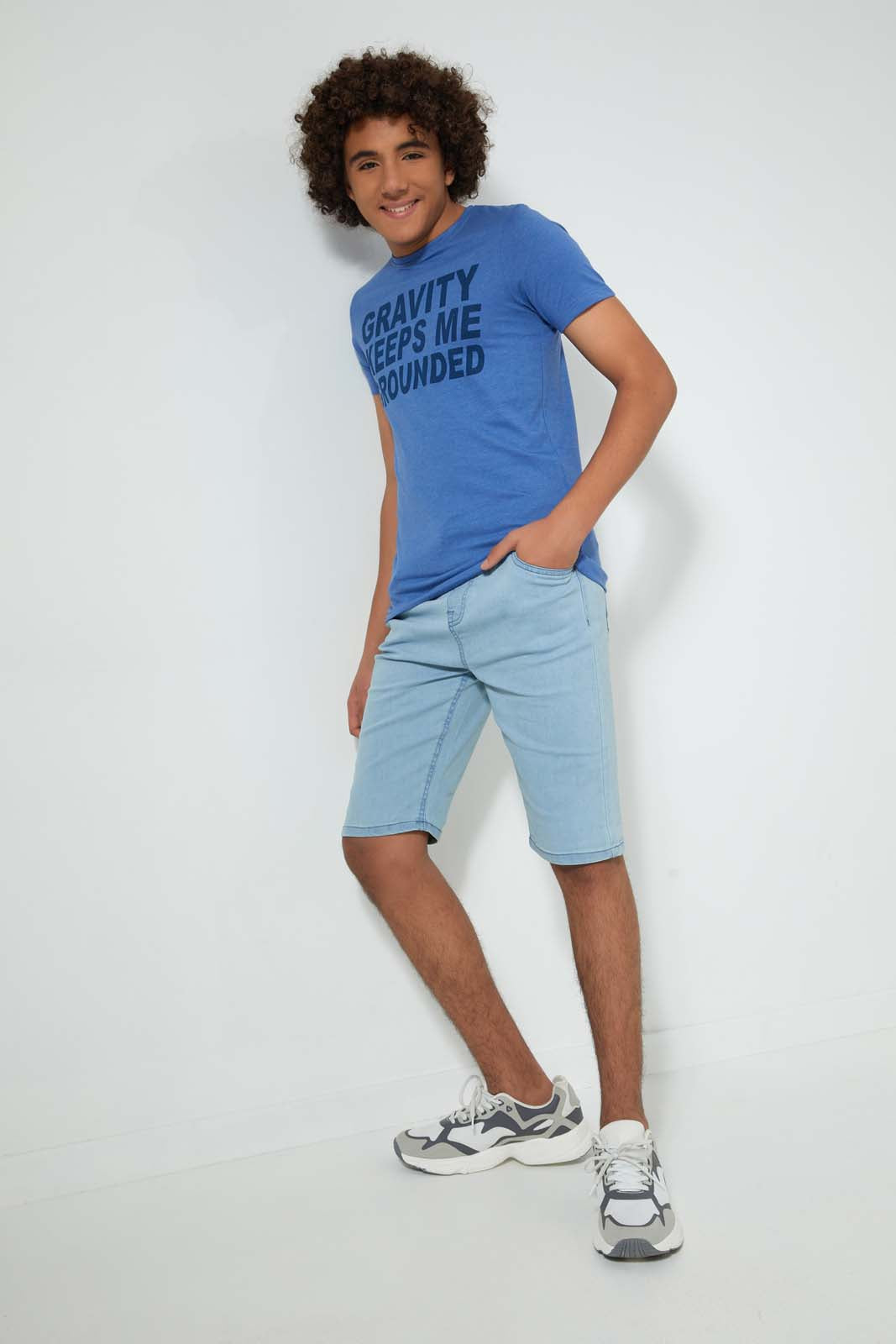 Redtag-Blue-Gravity-Tee-All-Over-Prints-Senior-Boys-9 to 14 Years