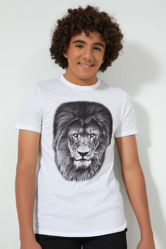 Redtag-White-Tiger-Tee-All-Over-Prints-Senior-Boys-9 to 14 Years