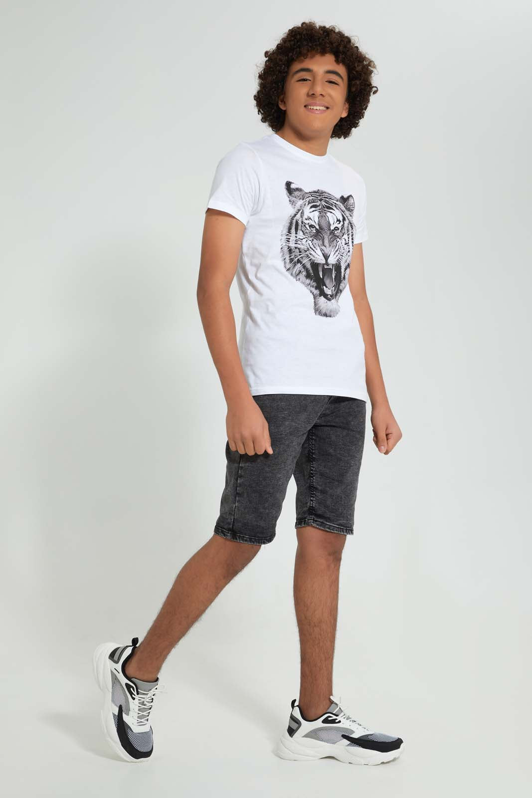 Grey Pull-On Denim Short