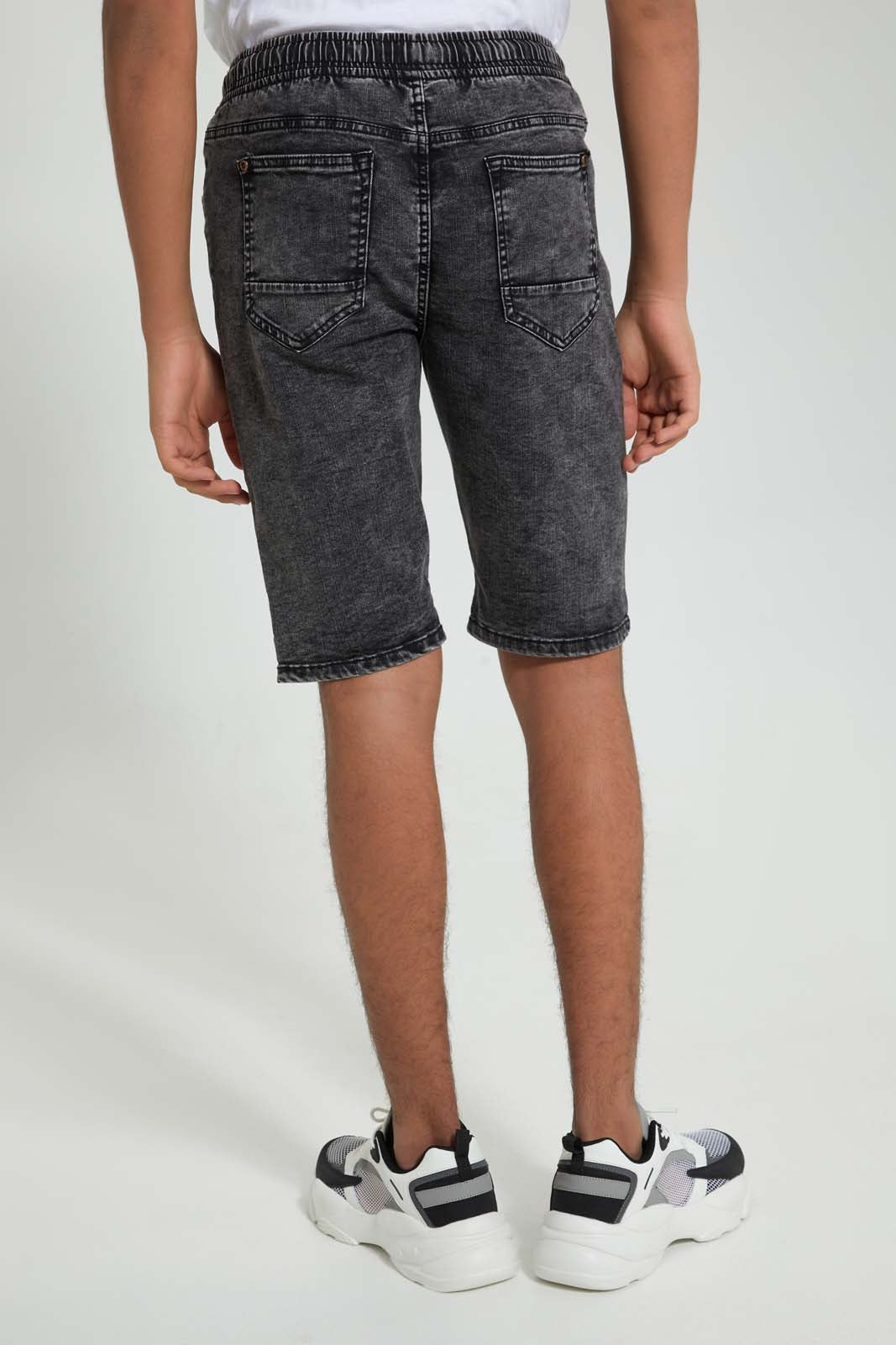 Grey Pull-On Denim Short