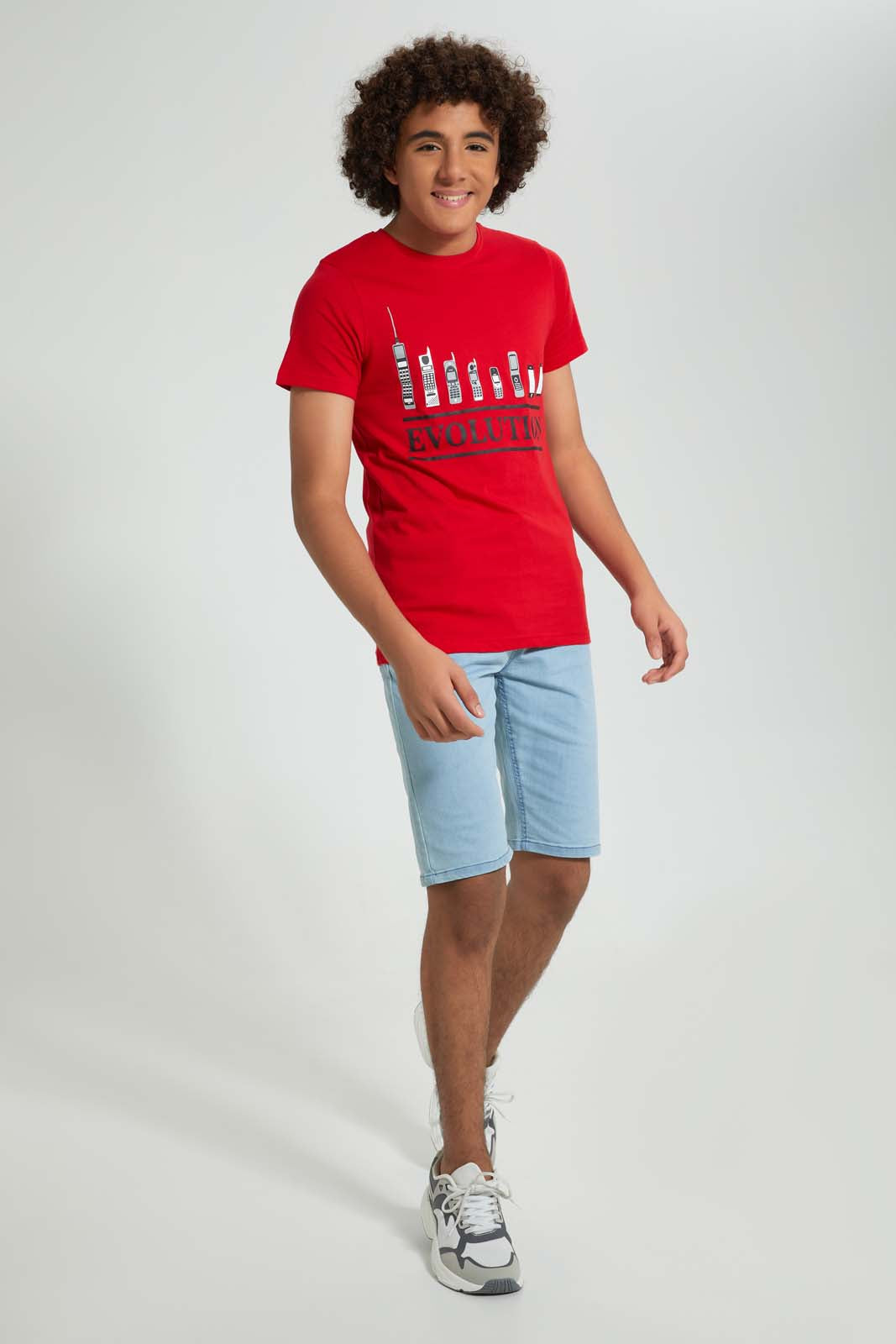 Redtag-Red-Phone-Evolution-Tee-All-Over-Prints-Senior-Boys-9 to 14 Years