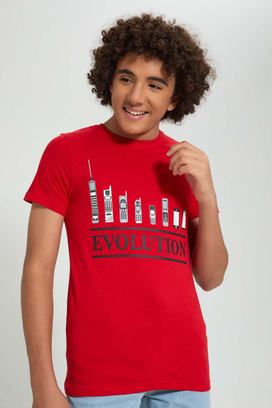Redtag-Red-Phone-Evolution-Tee-All-Over-Prints-Senior-Boys-9 to 14 Years