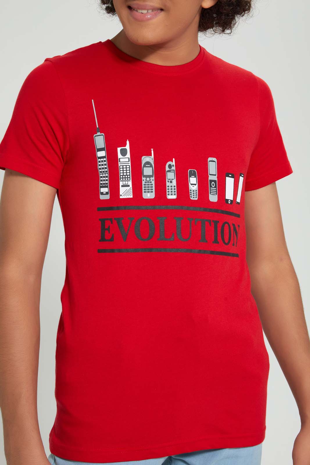 Redtag-Red-Phone-Evolution-Tee-All-Over-Prints-Senior-Boys-9 to 14 Years