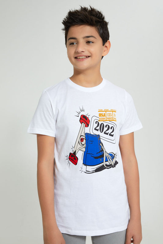 Redtag-White-Skate-2022-T-Shirt-Graphic-Prints-Senior-Boys-9 to 14 Years