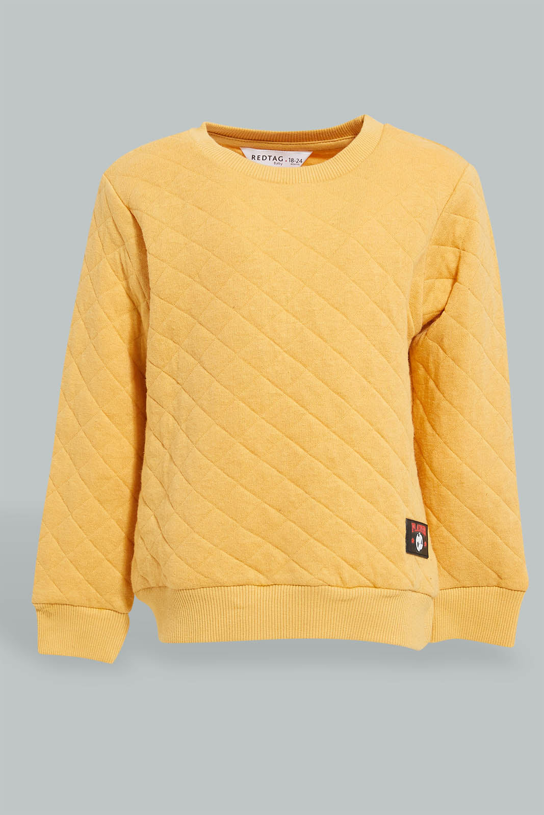 Redtag-Mustard-Quilted-Sweatshirt-Sweatshirts-Infant-Boys-3 to 24 Months