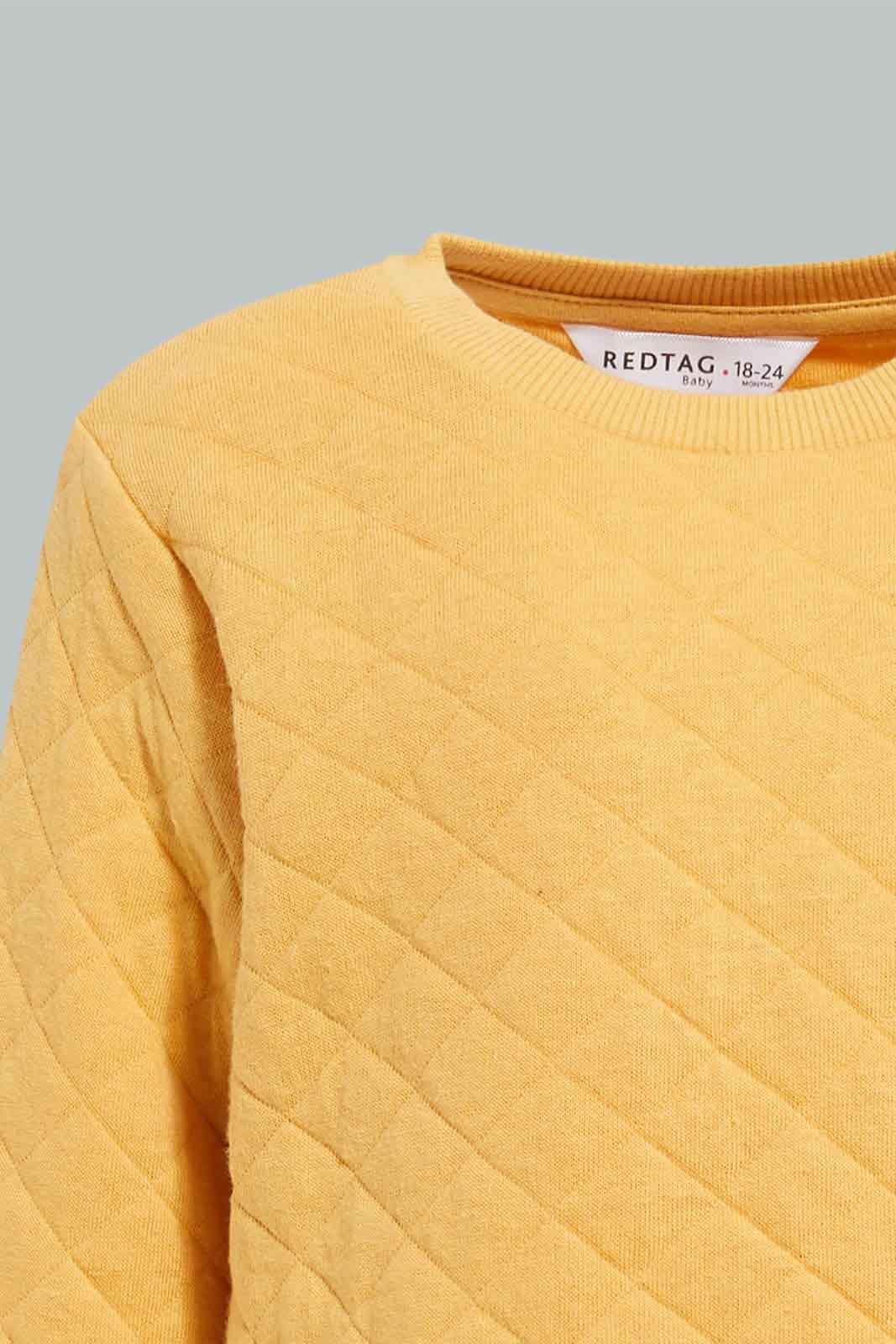 Redtag-Mustard-Quilted-Sweatshirt-Sweatshirts-Infant-Boys-3 to 24 Months