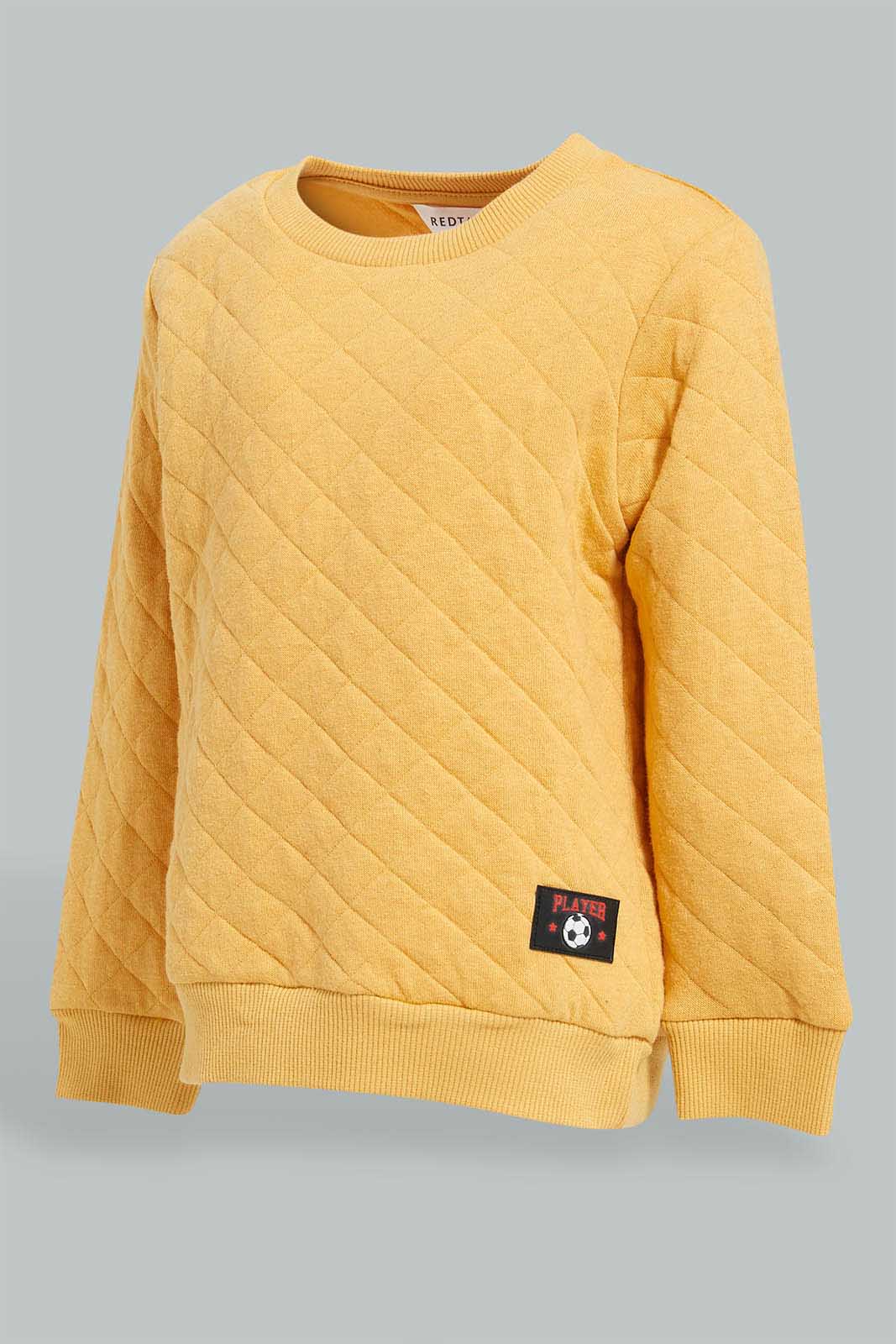 Redtag-Mustard-Quilted-Sweatshirt-Sweatshirts-Infant-Boys-3 to 24 Months