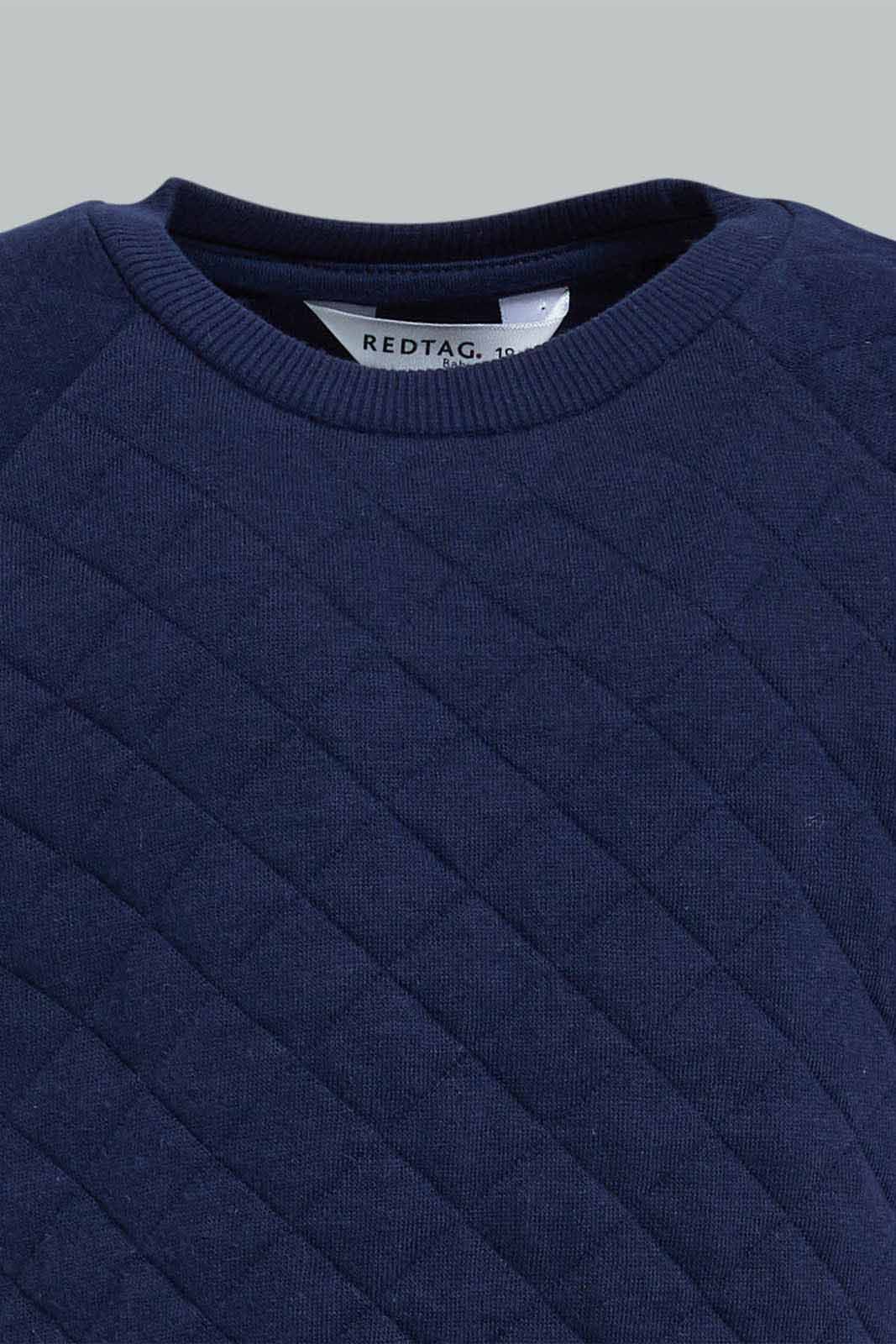 Redtag-Navy-Quilted-Sweatshirt-Sweatshirts-Infant-Boys-3 to 24 Months