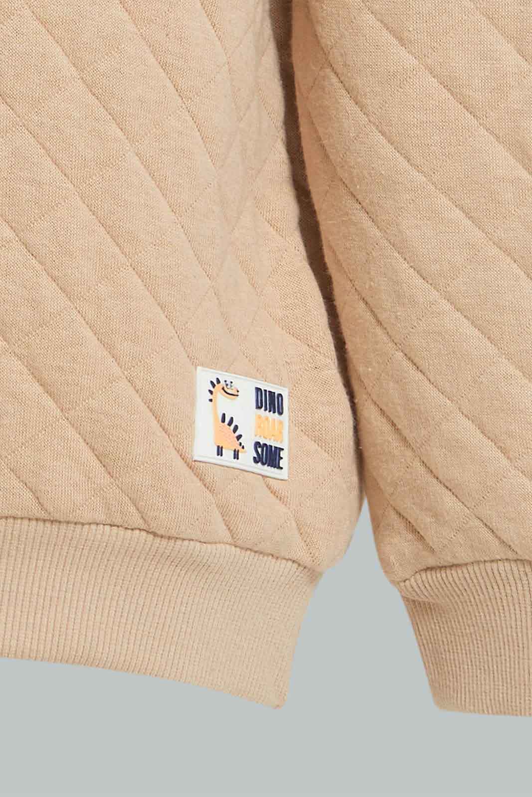 Redtag-Beige-Quilted-Sweatshirt-Sweatshirts-Infant-Boys-3 to 24 Months