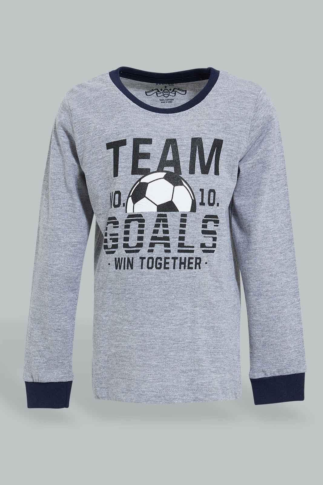 Redtag-Grey-Football-Pj-Set-2-Pack-Pyjama-Sets-Infant-Boys-3 to 24 Months