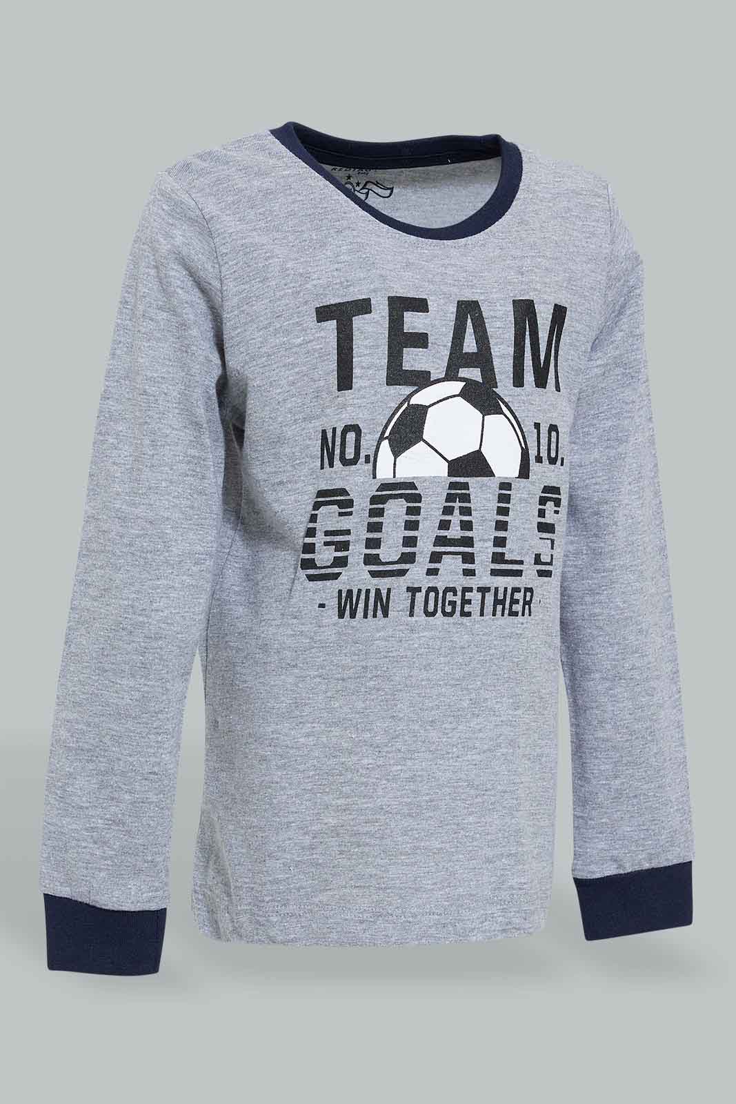 Redtag-Grey-Football-Pj-Set-2-Pack-Pyjama-Sets-Infant-Boys-3 to 24 Months