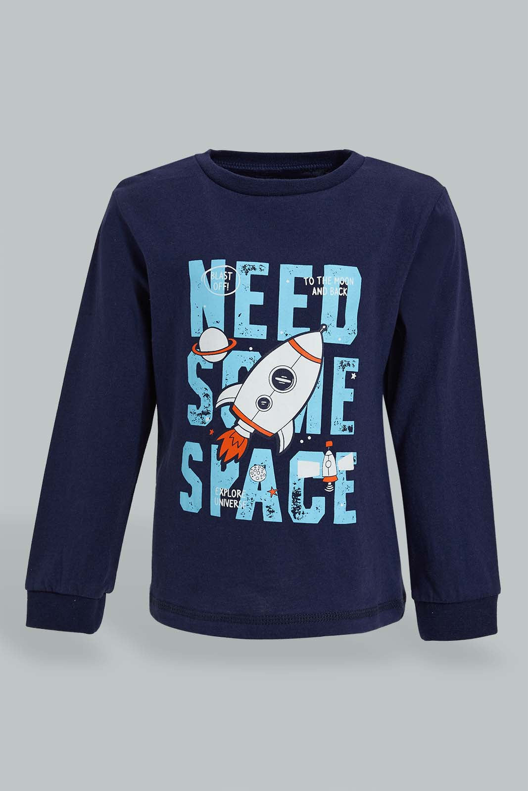 Redtag-Navy-And-White-Printed-Space-Pj-Set-4-Pack-Pyjama-Sets-Infant-Boys-3 to 24 Months