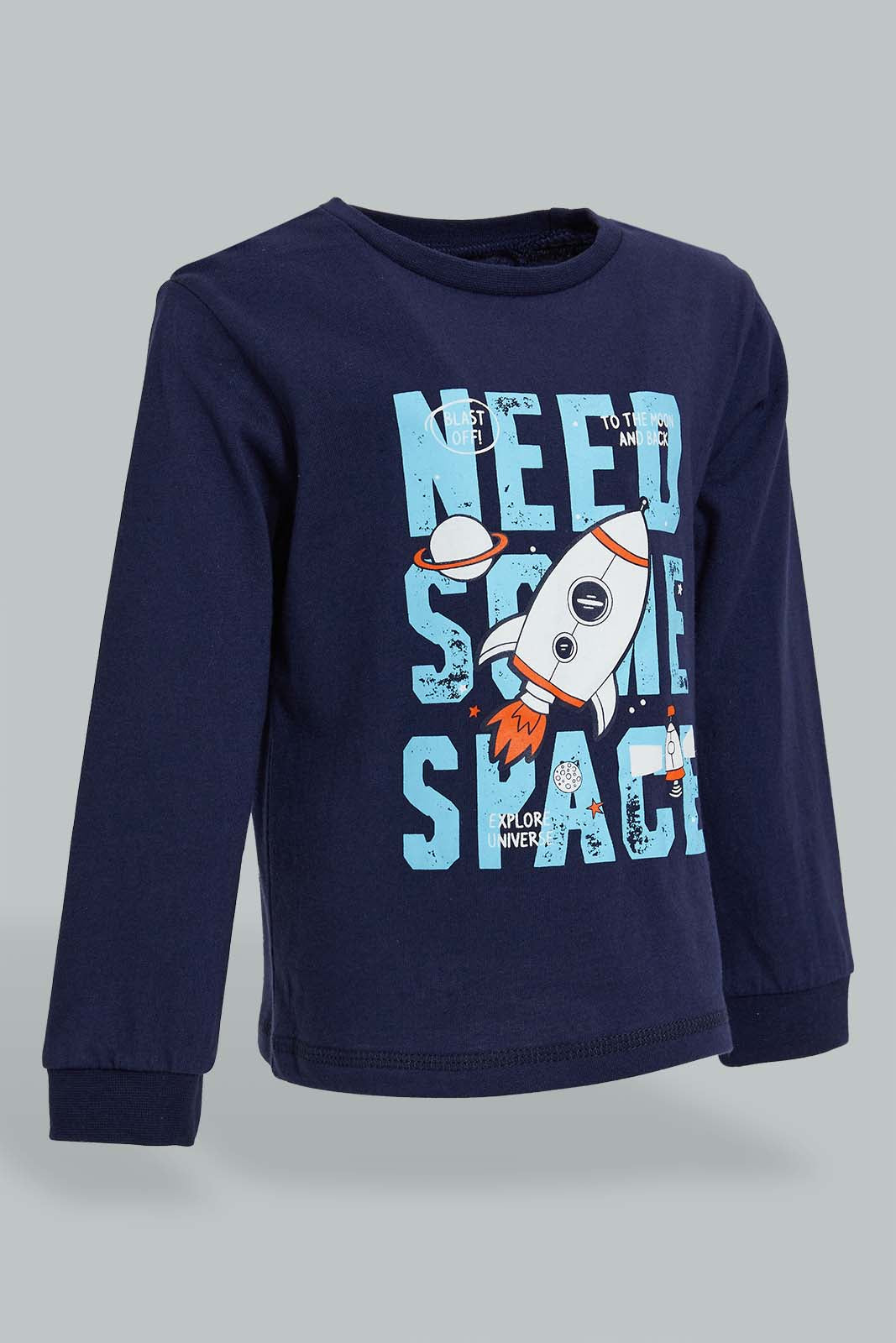 Redtag-Navy-And-White-Printed-Space-Pj-Set-4-Pack-Pyjama-Sets-Infant-Boys-3 to 24 Months