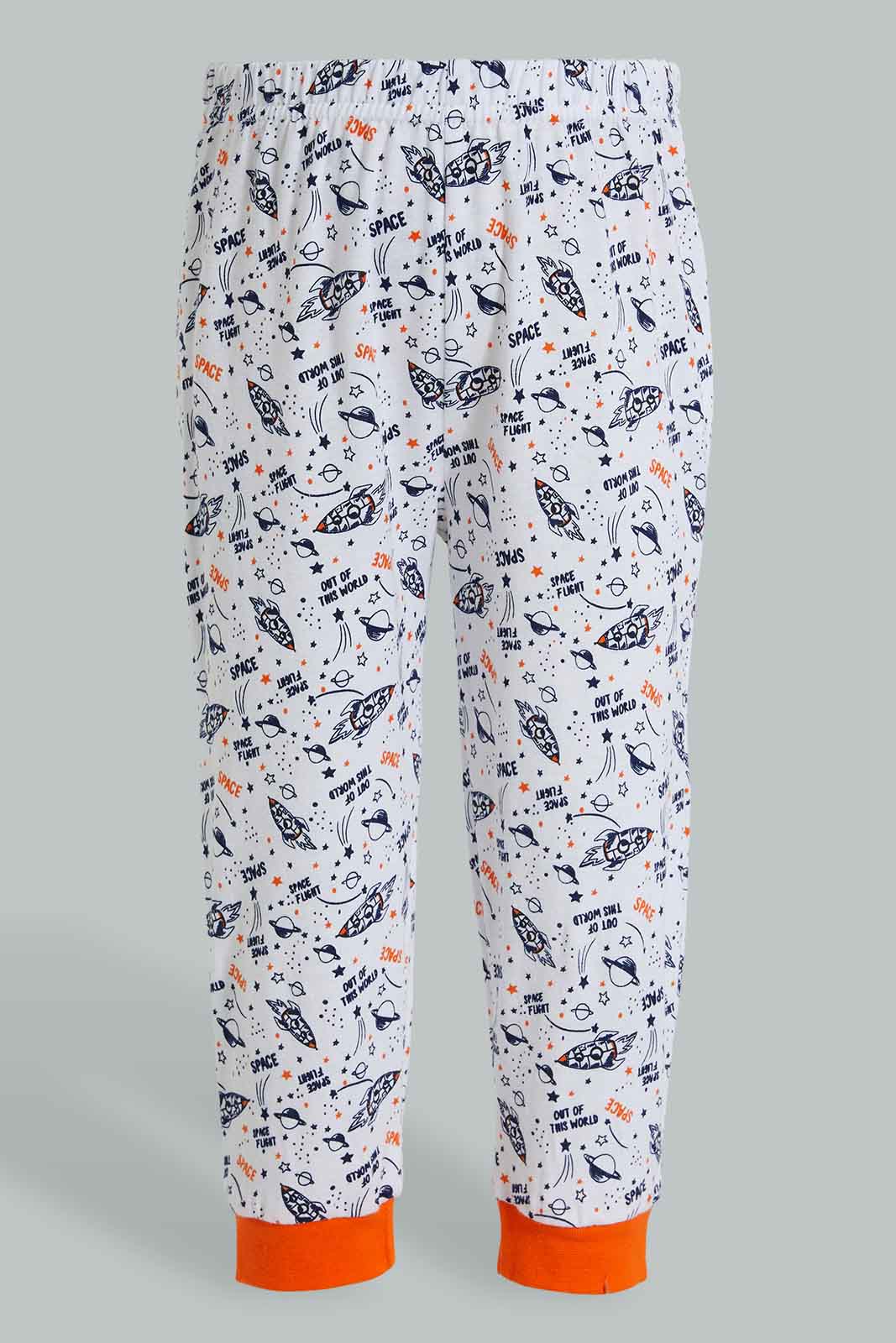 Redtag-Navy-And-White-Printed-Space-Pj-Set-4-Pack-Pyjama-Sets-Infant-Boys-3 to 24 Months
