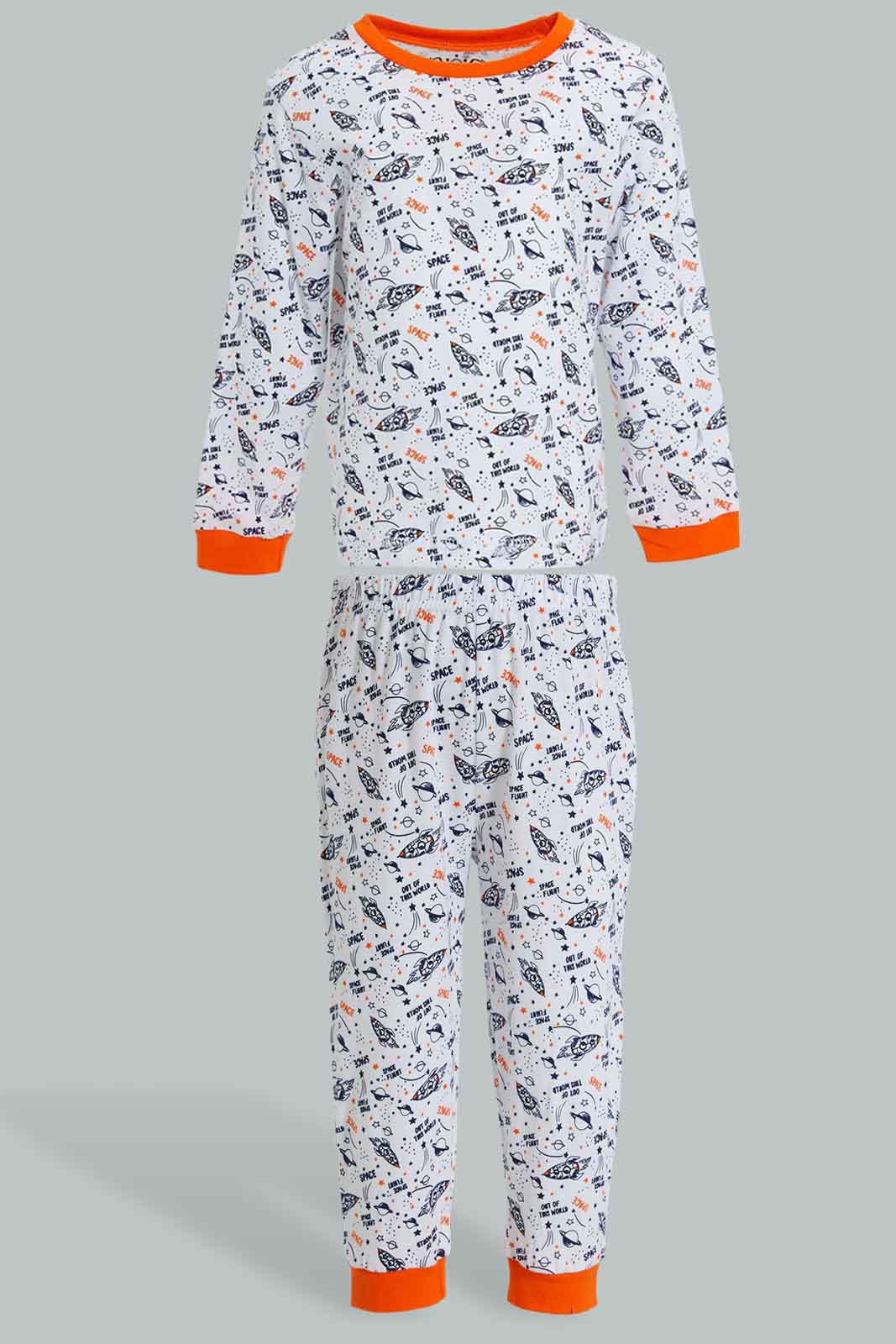 Redtag-Navy-And-White-Printed-Space-Pj-Set-4-Pack-Pyjama-Sets-Infant-Boys-3 to 24 Months