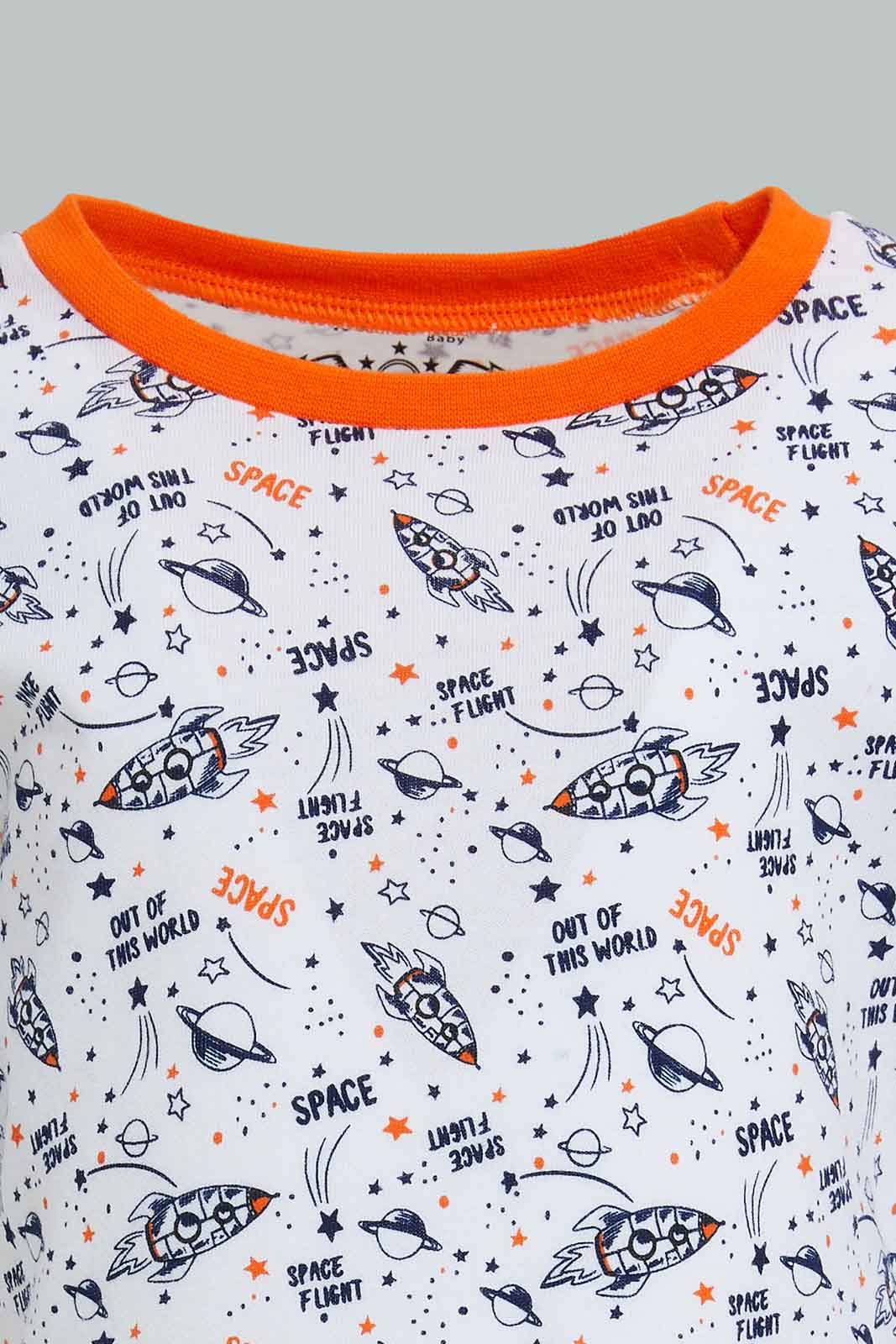 Redtag-Navy-And-White-Printed-Space-Pj-Set-4-Pack-Pyjama-Sets-Infant-Boys-3 to 24 Months