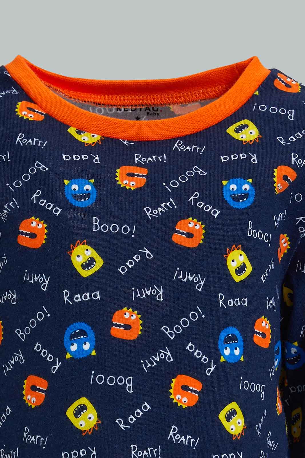 Redtag-Red-And-Navy-Printed-Tiger-Pj-Set-4-Pack-Pyjama-Sets-Infant-Boys-3 to 24 Months