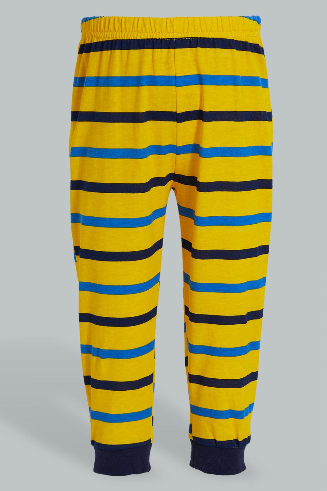 Redtag-Mustard-Striped-And-White-Muscl-Pj-Set-4-Pack-Pyjama-Sets-Infant-Boys-3 to 24 Months