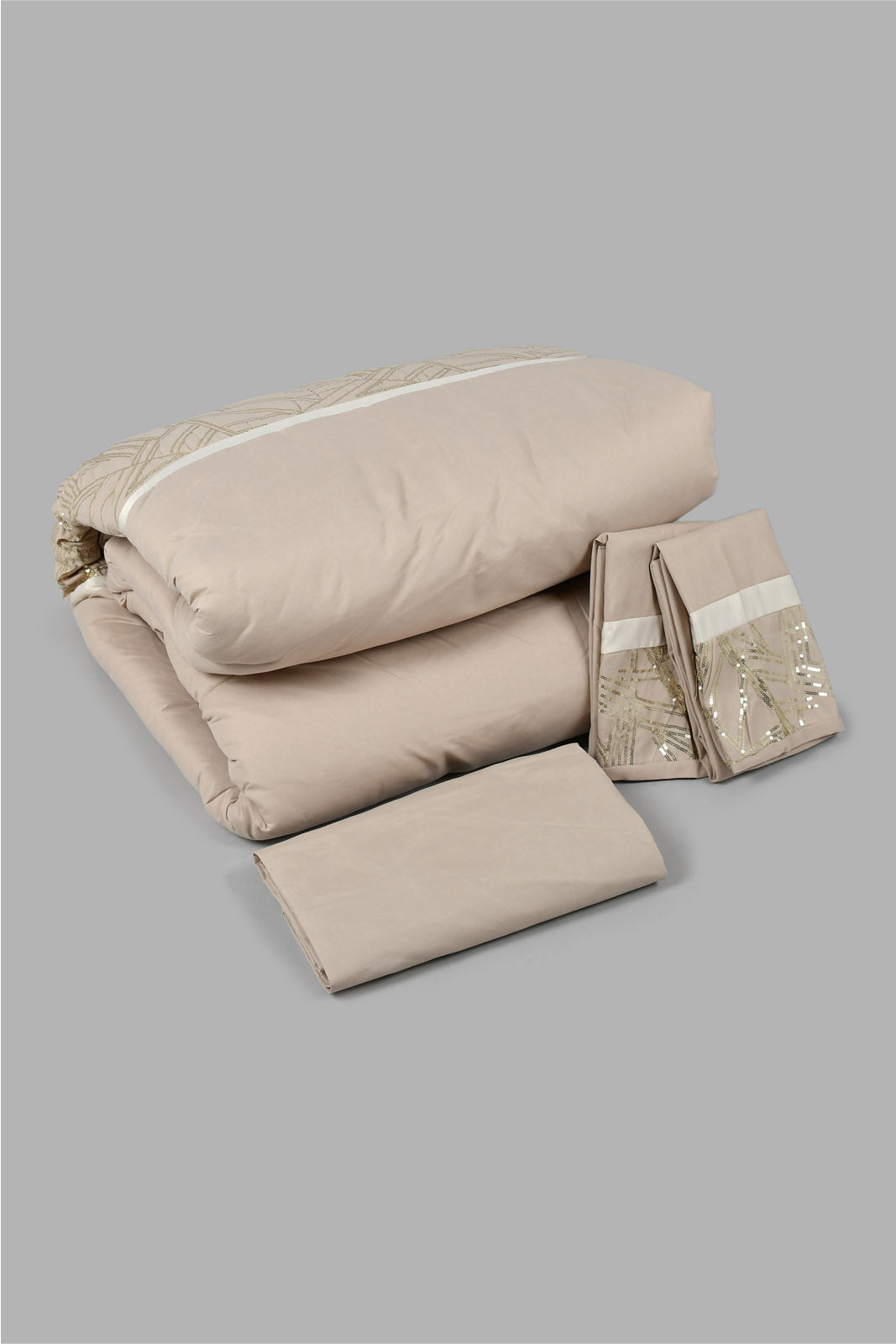 Redtag-Beige-4-Piece-Comforter-Set-(Double-Size)-Comforters-Home-Bedroom-