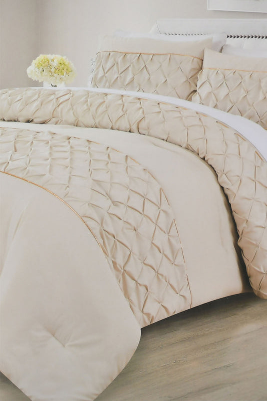 Redtag-Beige-Pleated-3-Piece-Comforter-Set-(King-Size)-Category:Comforters,-Colour:Beige,-Filter:Home-Bedroom,-HMW-BED-Comforters,-JUBLIANT,-New-In,-New-In-HMW-BED,-Non-Sale,-S22A,-Section:Homewares-Home-Bedroom-