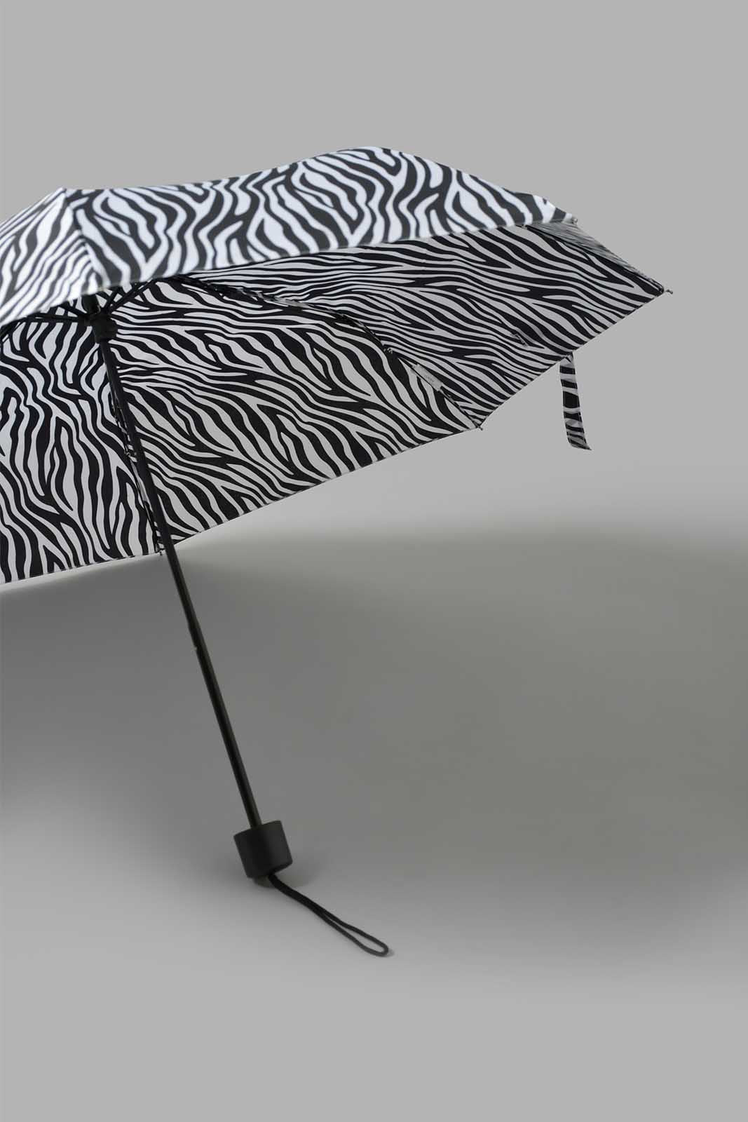 Redtag-Black-Zebra-Prints-3-Fold-Umbrella-Umbrellas-Travel-Accessories-