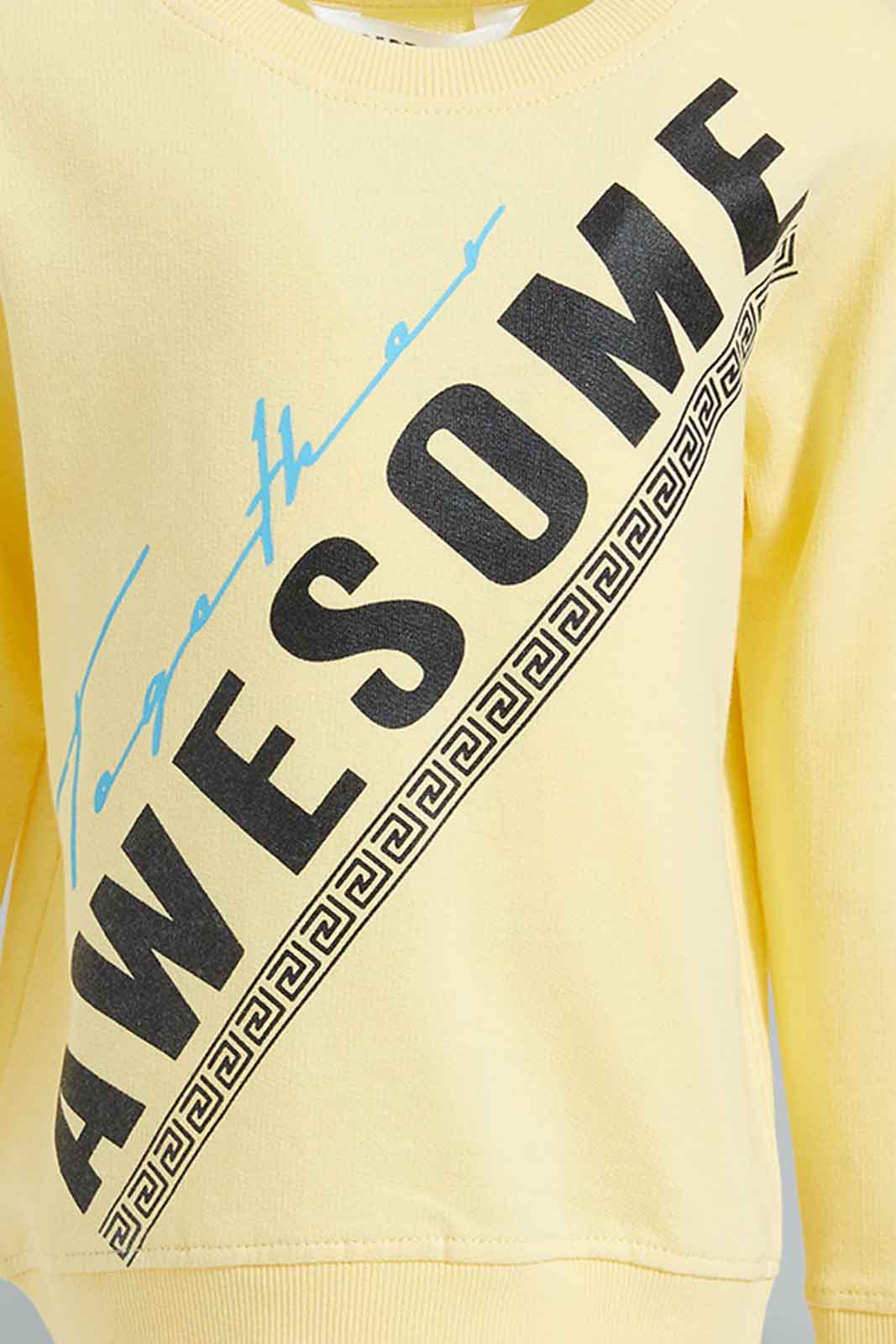 Redtag-Yellow-Placement-Print-SweaT-Shirts-Sweatshirts-Infant-Boys-3 to 24 Months
