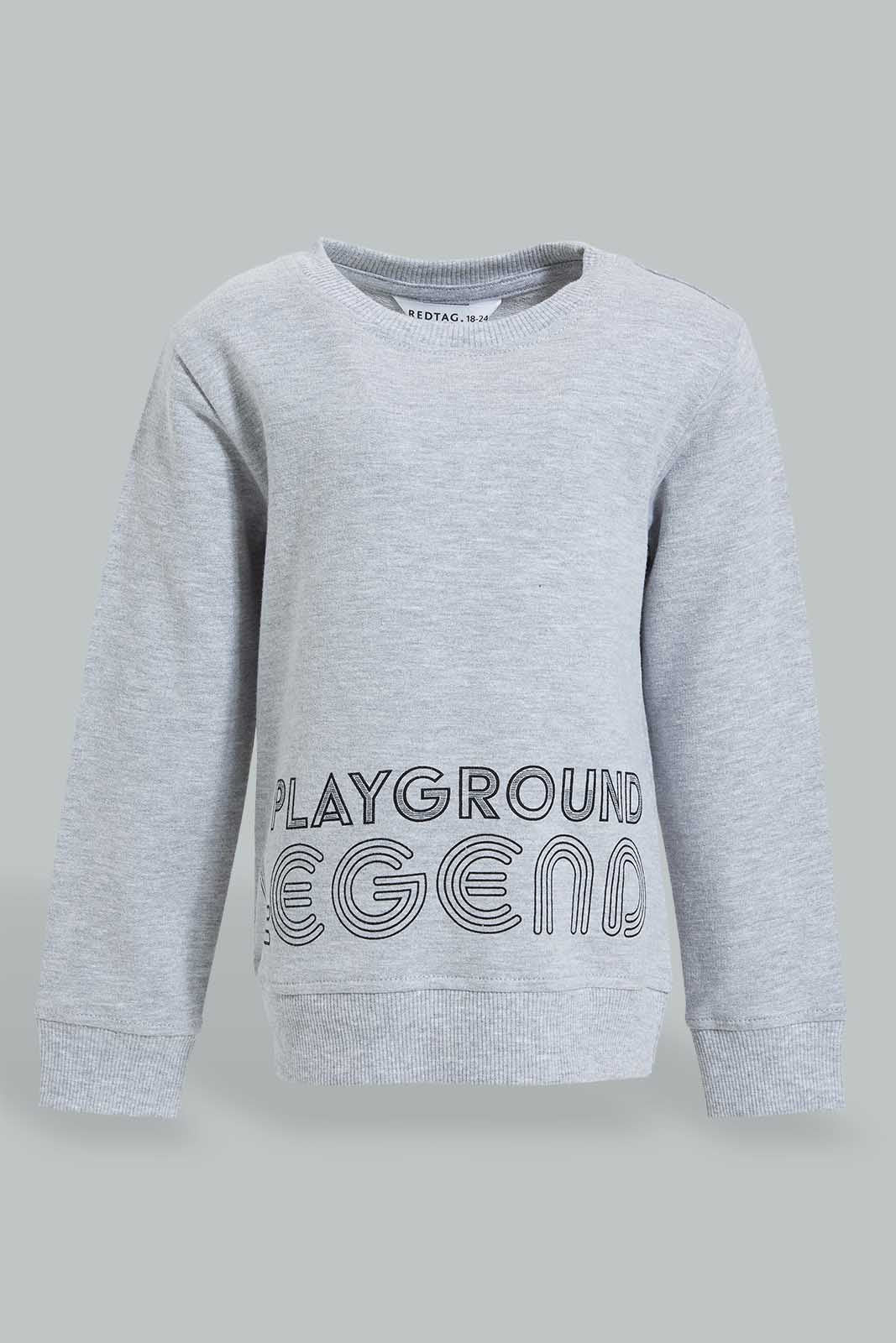 Redtag-Grey-Placement-Print-SweaT-Shirts-Sweatshirts-Infant-Boys-3 to 24 Months